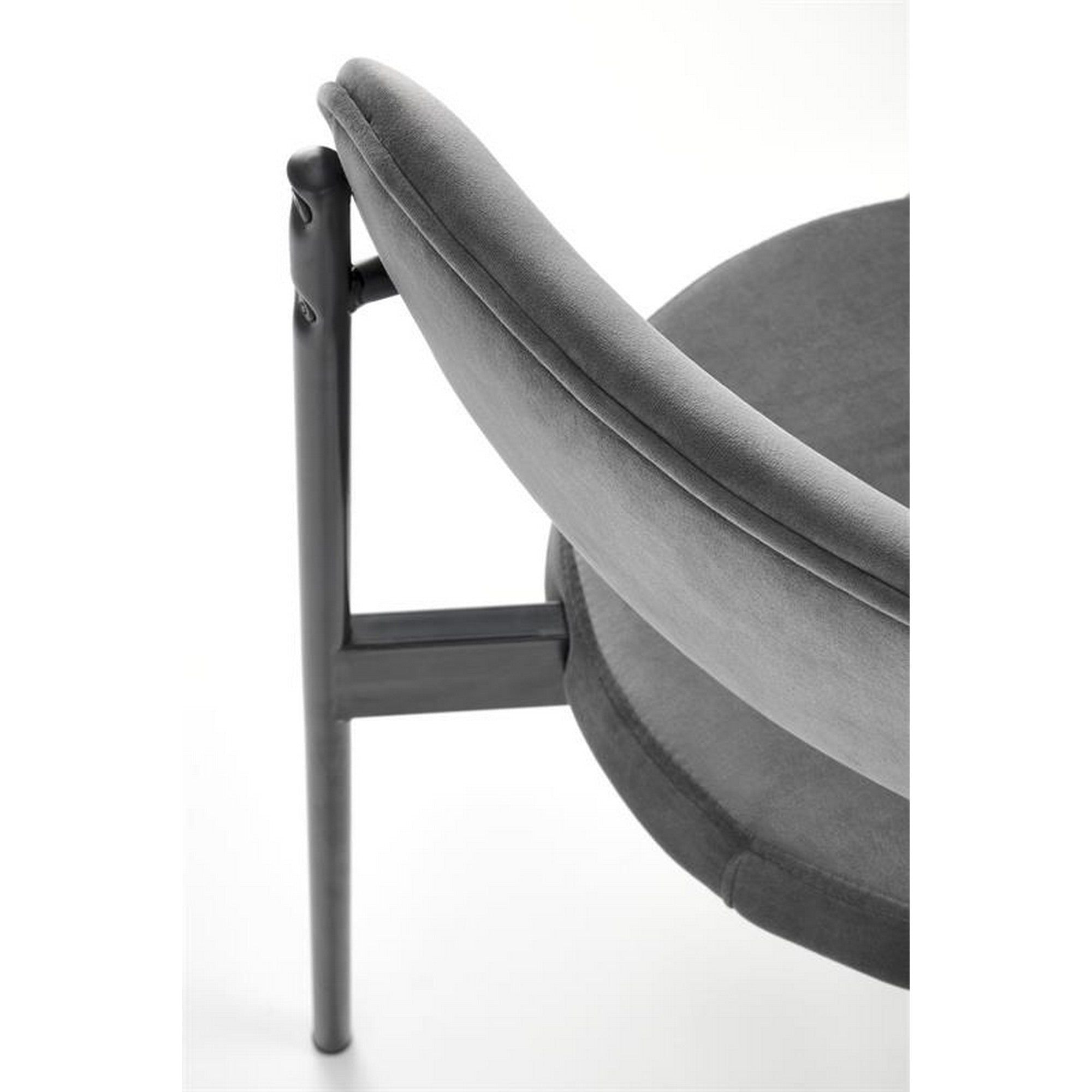 Scaun tapitat K509, gri, stofa catifelata, 42x48x80 cm