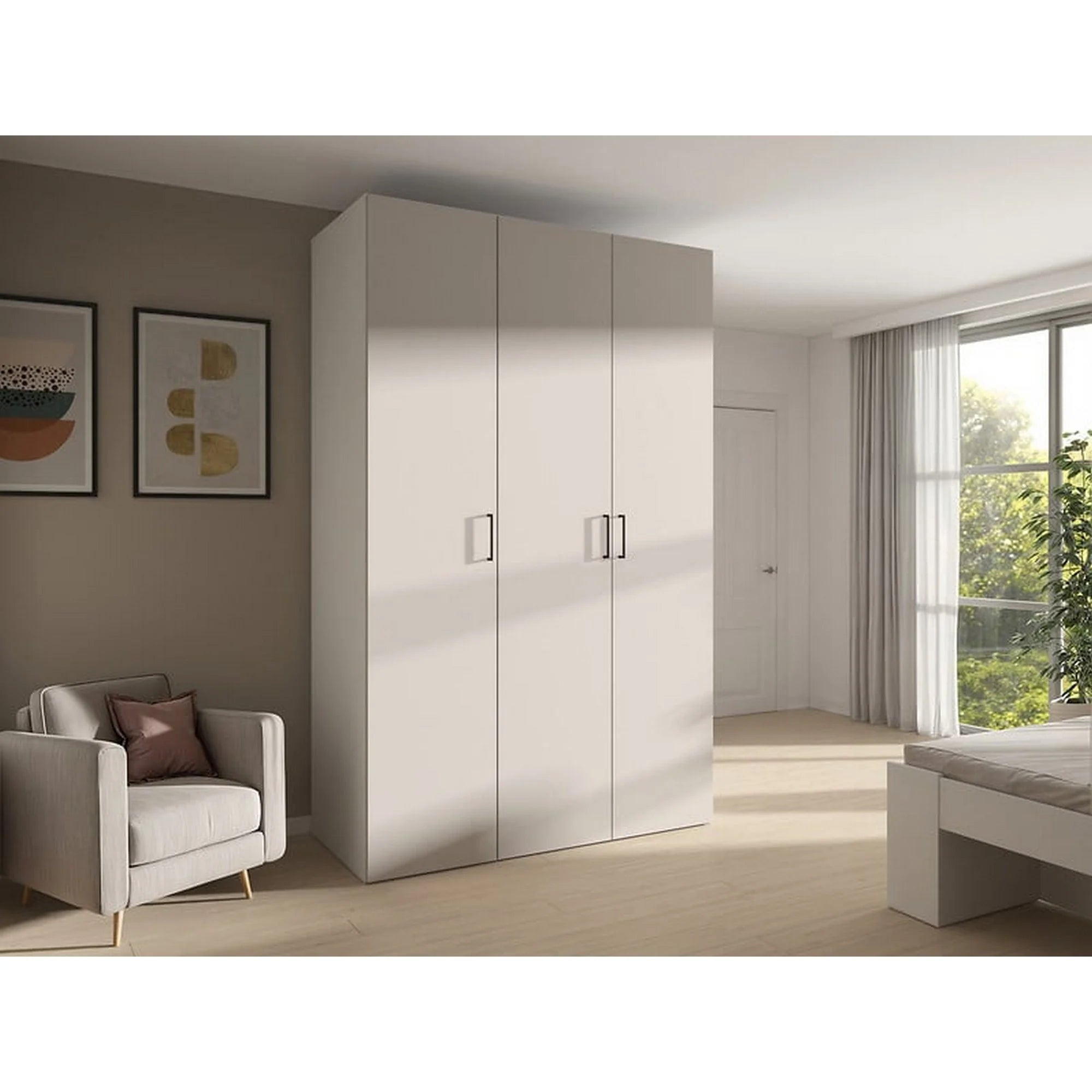 Dulap FLEX, casmir/alb, PAL, cu 3 usi, 150x66x240 cm