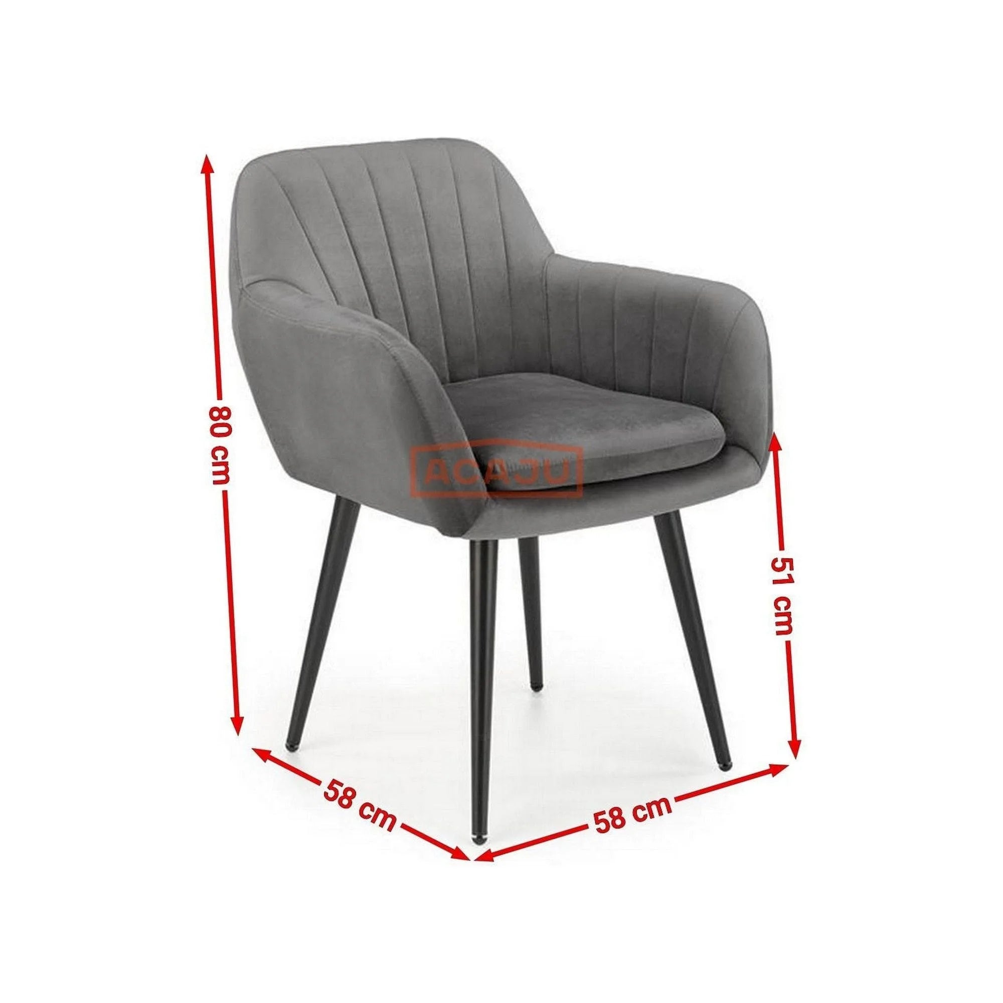 Scaun K429, gri, stofa catifelata/metal, 58x53x80 cm