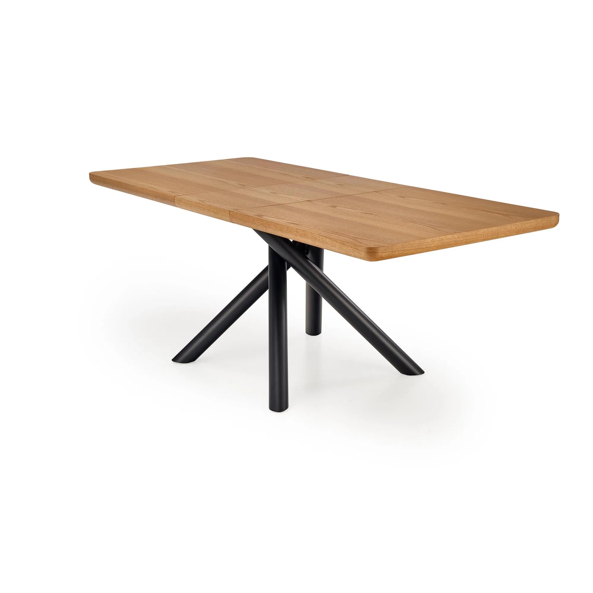 Masa mare living DERRICK, stejar natural/negru, 160/200x90x75 cm