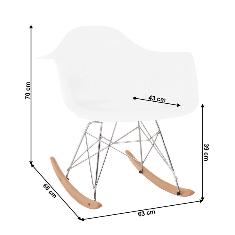 Fotoliu balansoar BEDVER, alb/fag, plastic/metal/lemn, 63x70x68 cm