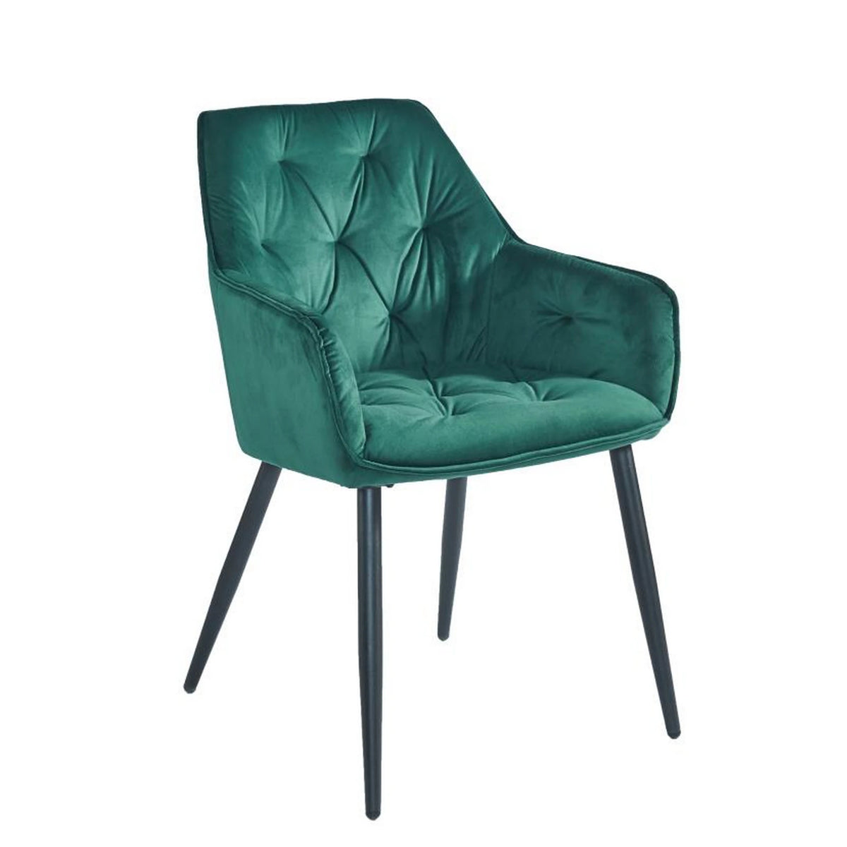 Scaun BEL, verde smarald/negru, stofa catifelata/metal, 58x63x86 cm