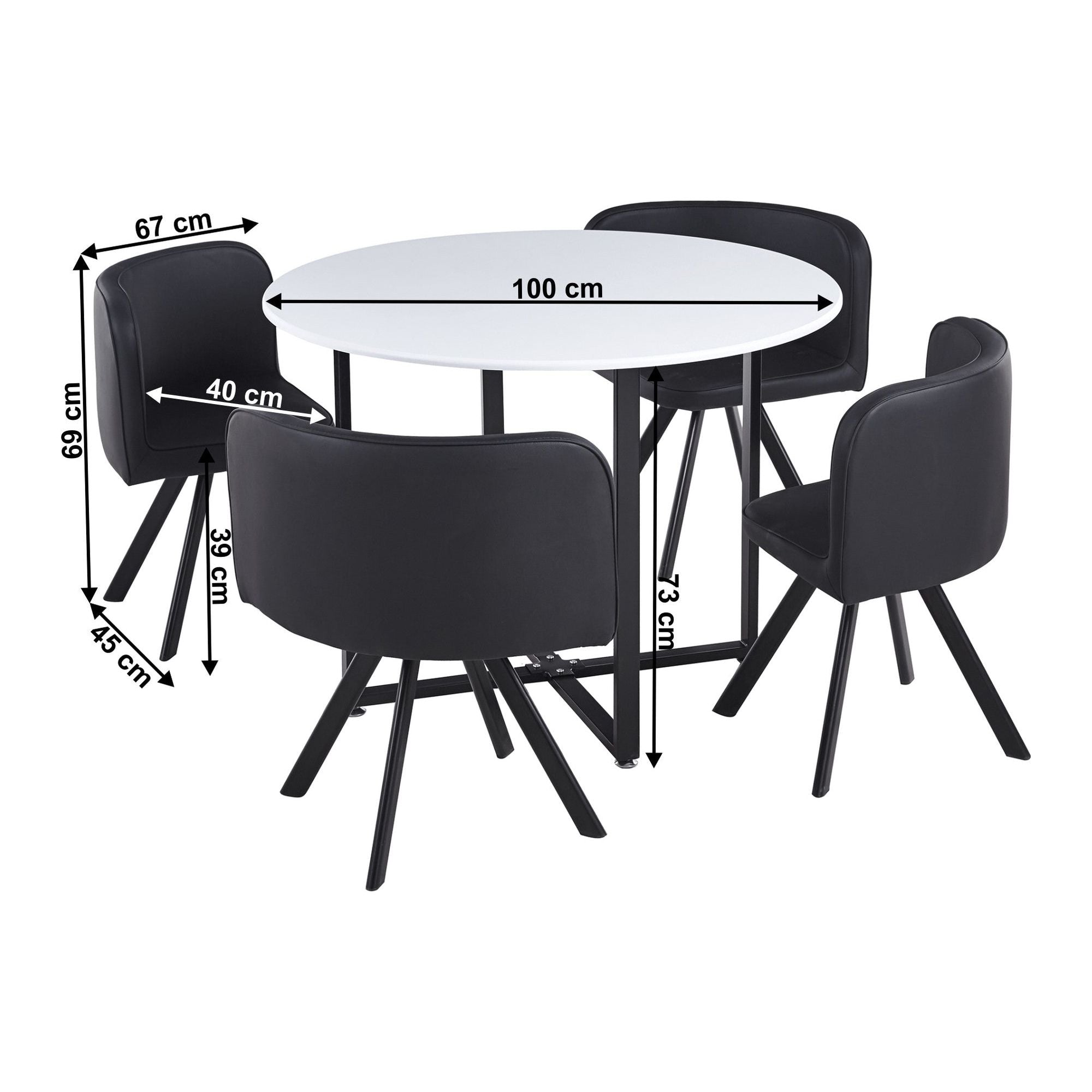 Set masa cu 4 scaune BEVAN NEW, negru/alb