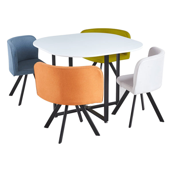 Set masa cu 4 scaune BEVIS NEW, stofa clasica/metal, multicolor