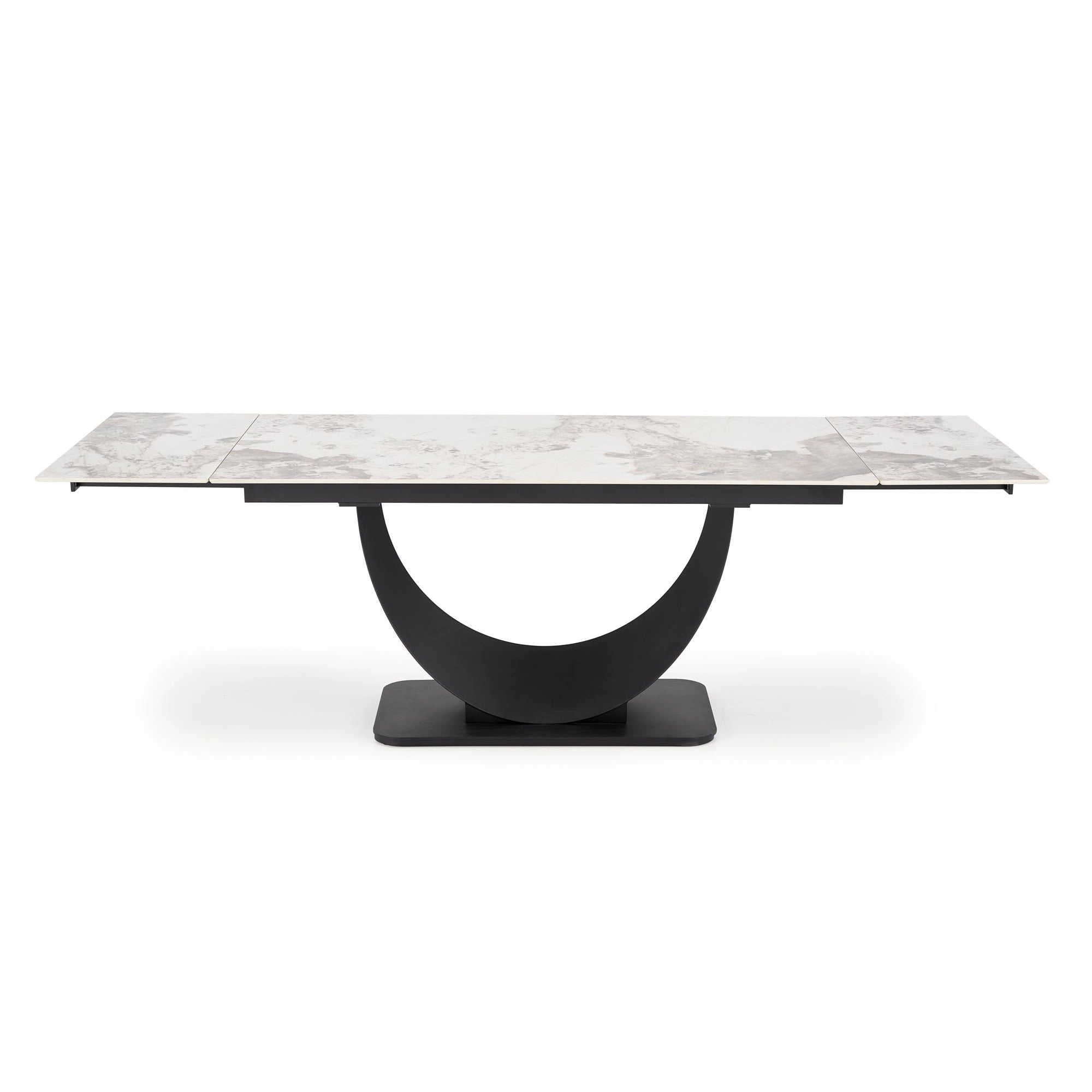 Masa living lux FERNANDO, alb/negru, ceramica/metal, 160/240x92x75 cm