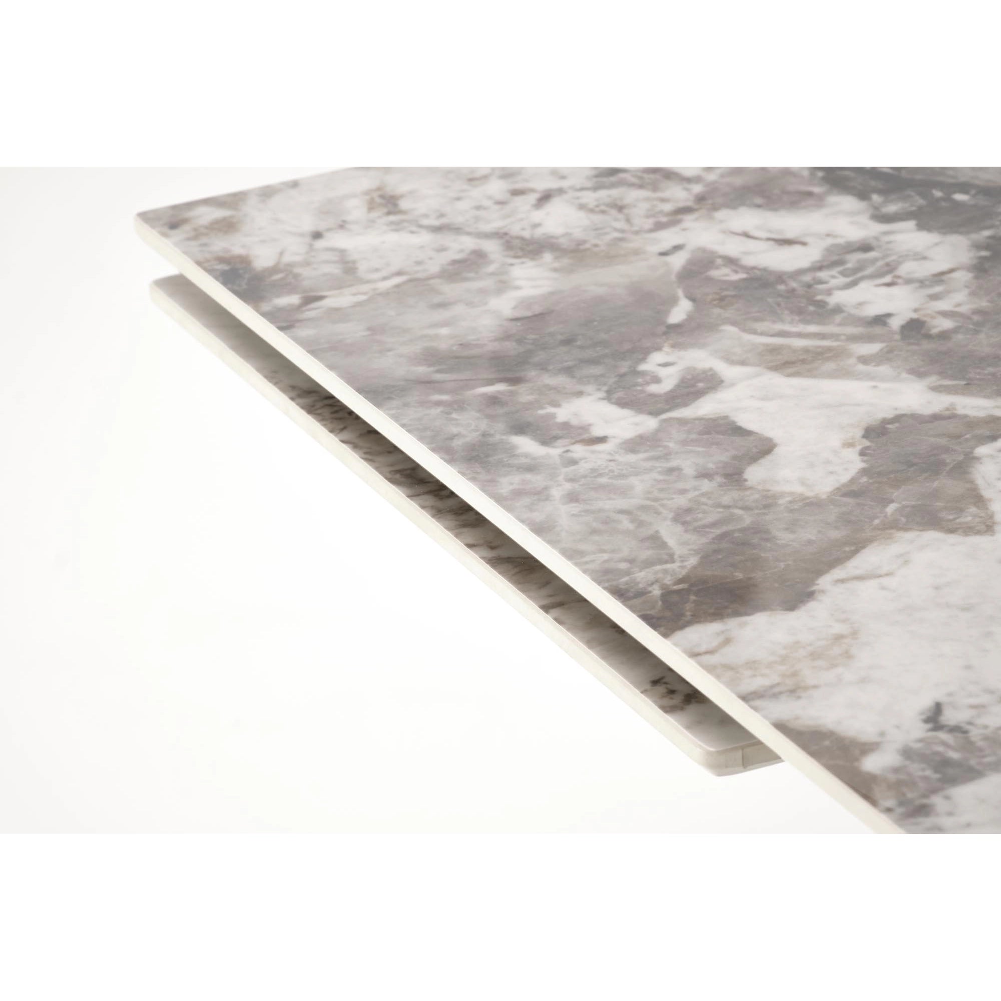Masa living lux FERNANDO, alb/negru, ceramica/metal, 160/240x92x75 cm