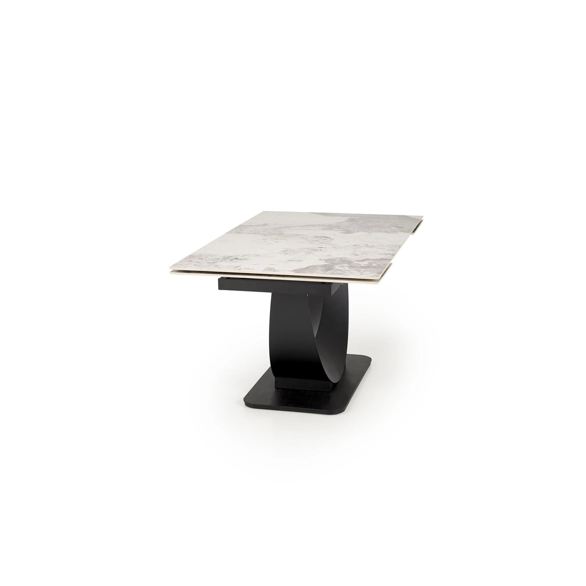 Masa living lux FERNANDO, alb/negru, ceramica/metal, 160/240x92x75 cm