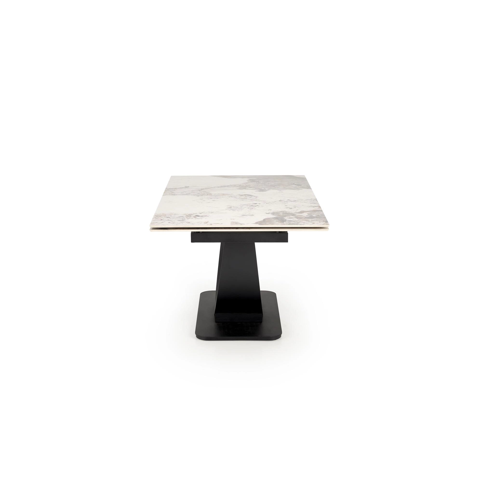 Masa living lux FERNANDO, alb/negru, ceramica/metal, 160/240x92x75 cm