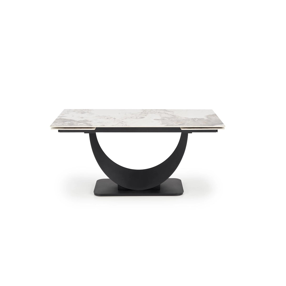 Masa living lux FERNANDO, alb/negru, ceramica/metal, 160/240x92x75 cm
