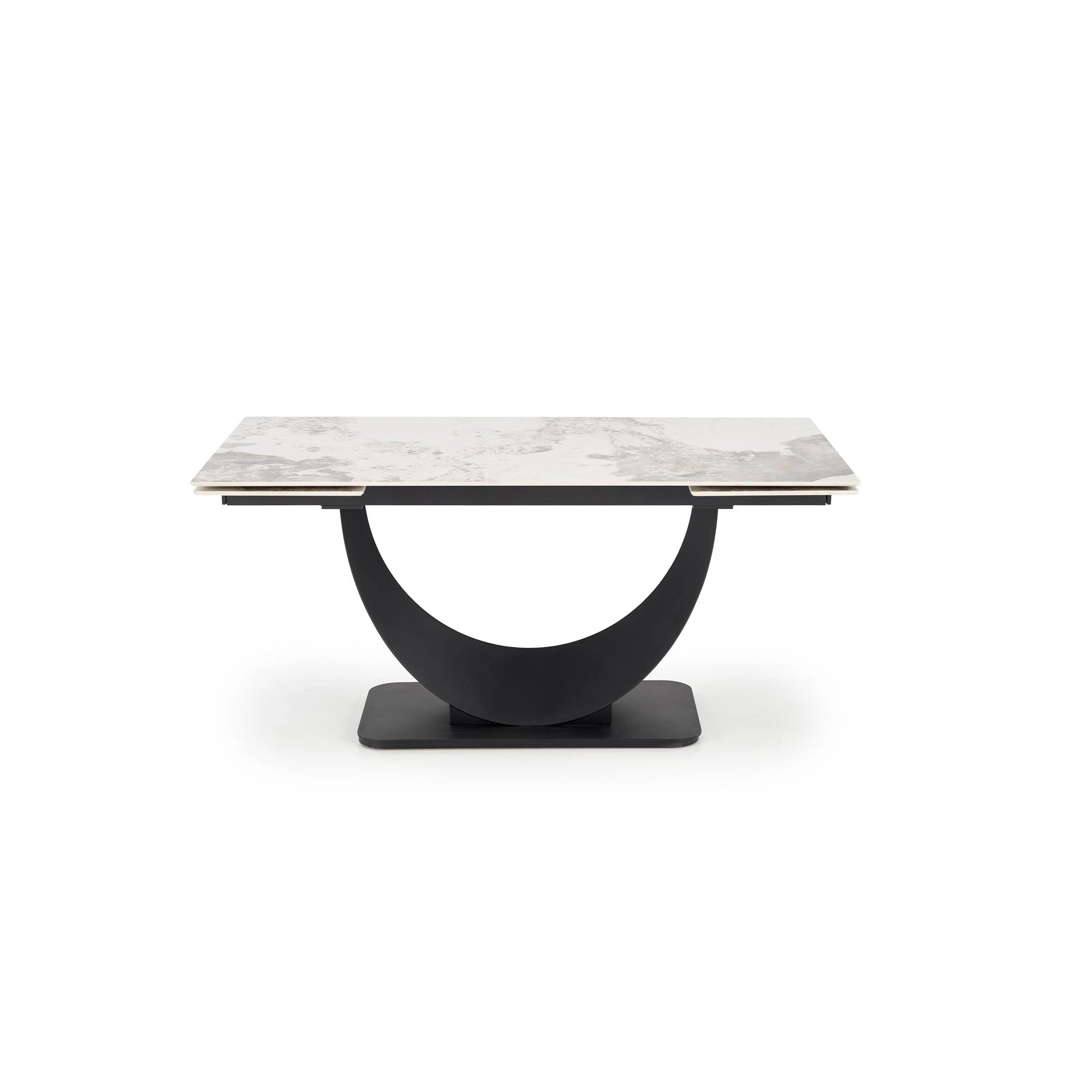 Masa living lux FERNANDO, alb/negru, ceramica/metal, 160/240x92x75 cm