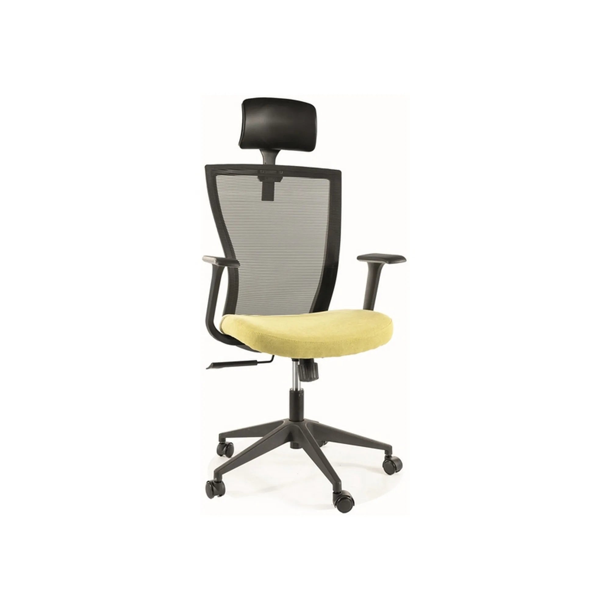 Scaun birou Q-328H, negru/verde, stofa/plasa, 62x48x97/107 cm