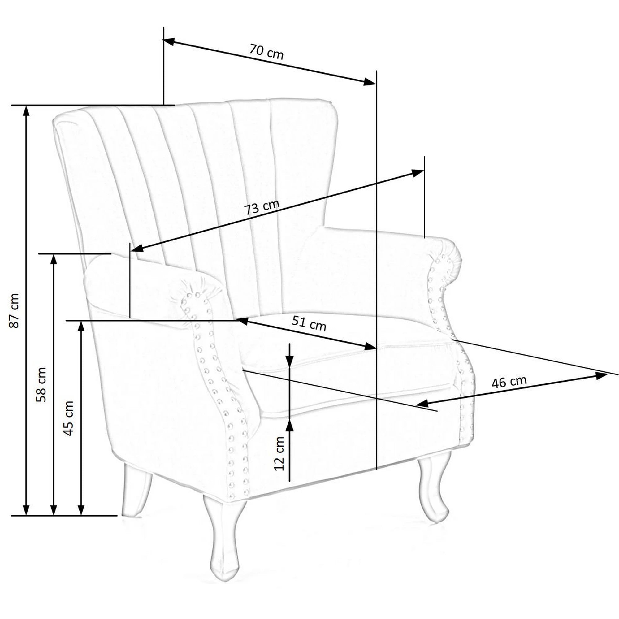 Fotoliu pentru living TITAN, albastru/negru, stofa catifelata/lemn, 73x70x87 cm