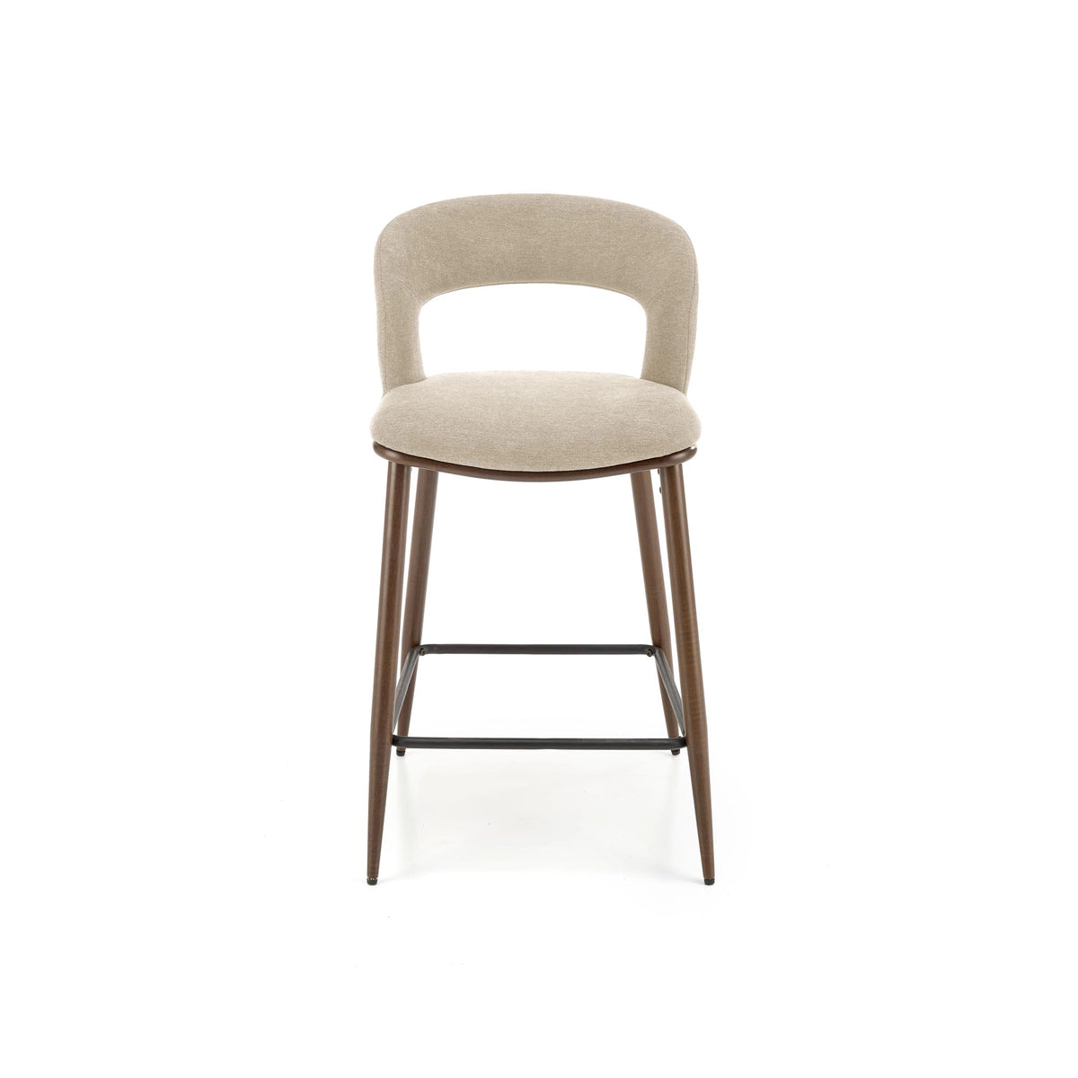Scaun de bar bej H114, stofa clasica/otel, 48x52x92 cm
