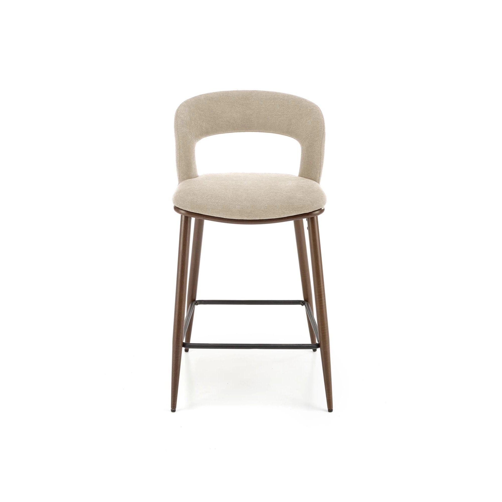 Scaun de bar bej H114, stofa clasica/otel, 48x52x92 cm
