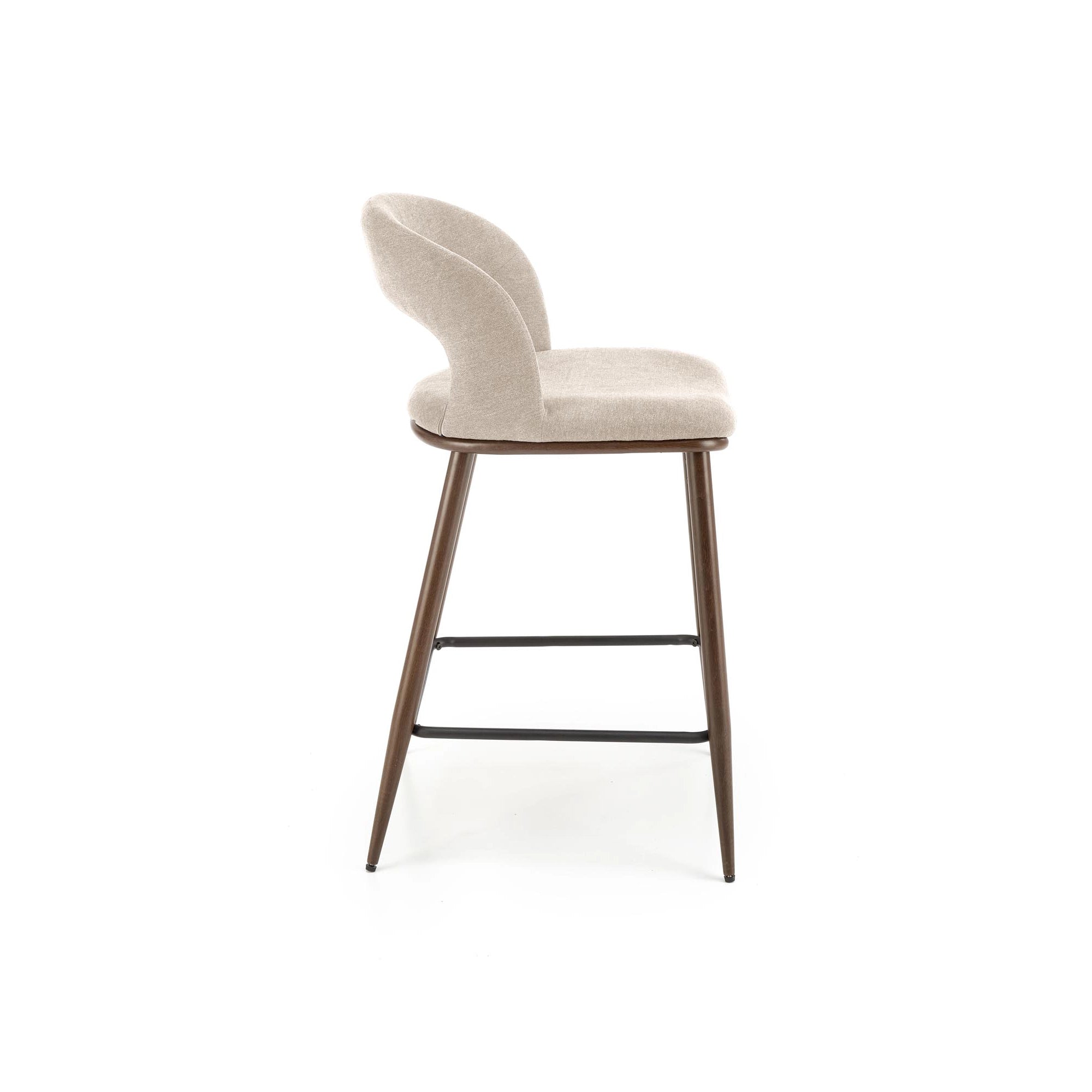 Scaun de bar bej H114, stofa clasica/otel, 48x52x92 cm