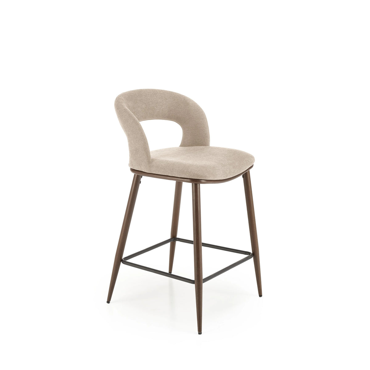 Scaun de bar bej H114, stofa clasica/otel, 48x52x92 cm