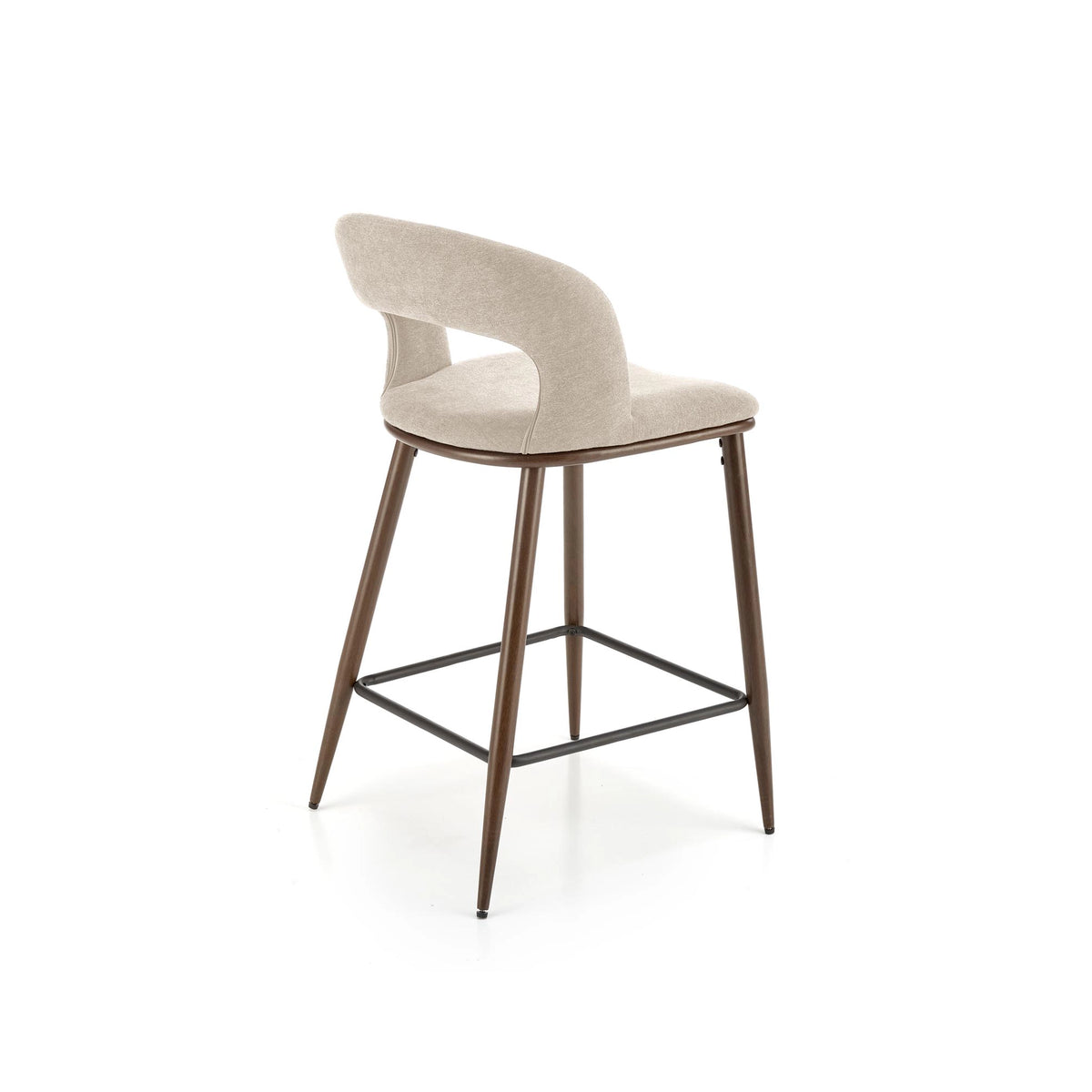 Scaun de bar bej H114, stofa clasica/otel, 48x52x92 cm