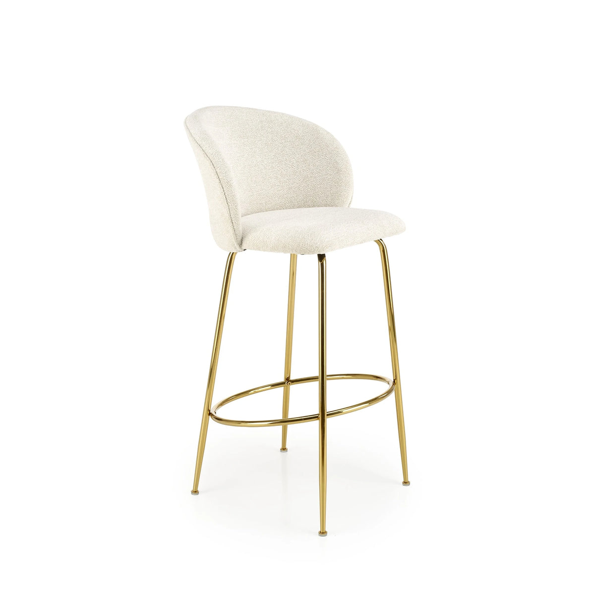 Scaun de bar auriu H116, stofa bucle/otel, 50x59x101 cm