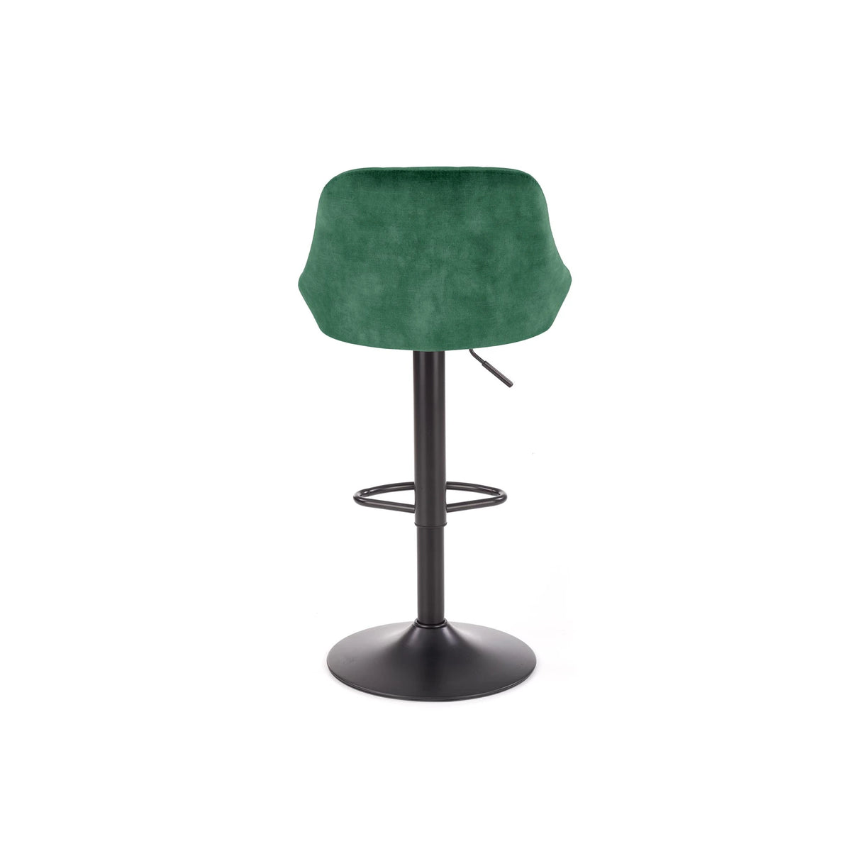 Scaun de bar rotativ H101, verde inchis/negru, stofa catifelata/metal, 47x45x84/106 cm
