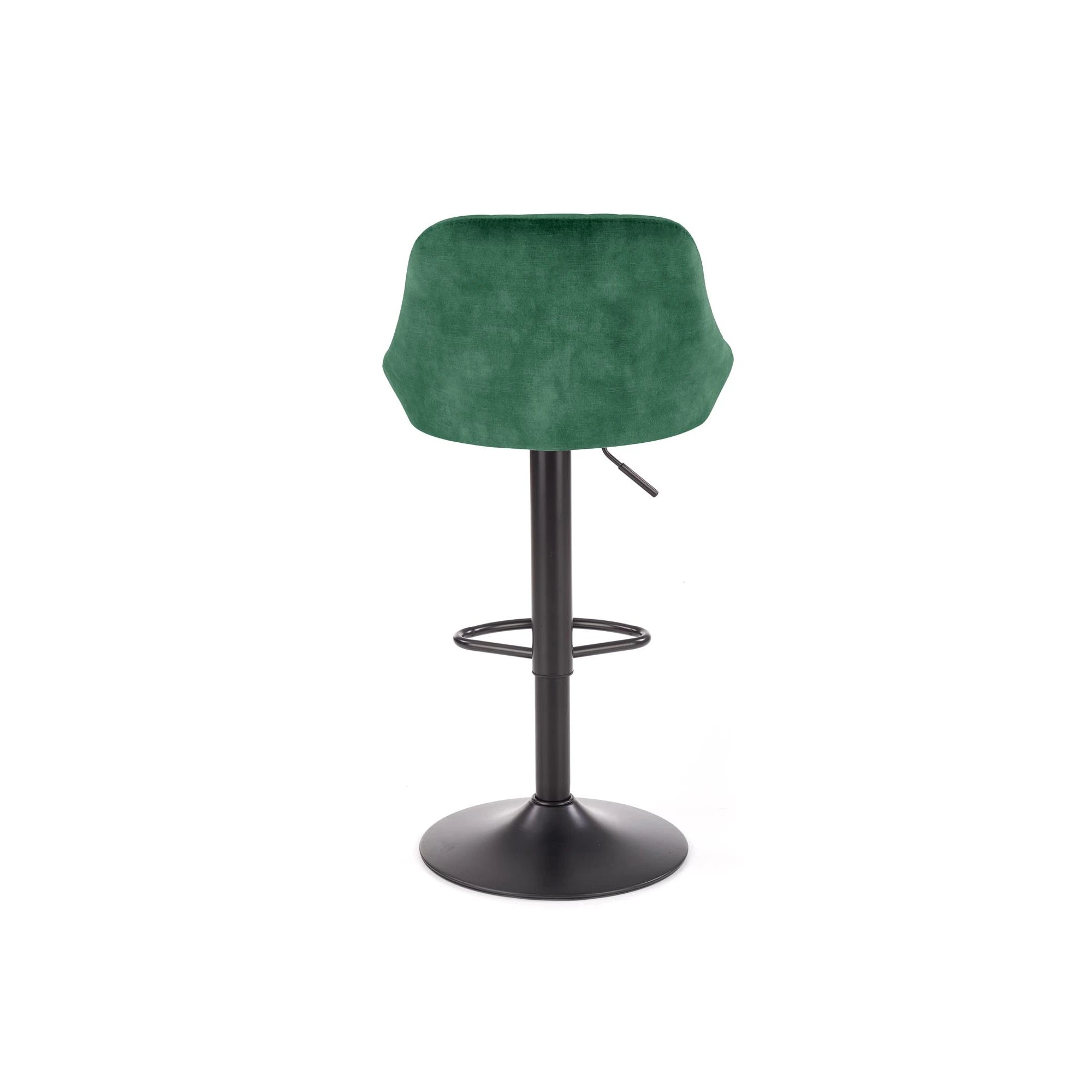 Scaun de bar rotativ H101, verde inchis/negru, stofa catifelata/metal, 47x45x84/106 cm