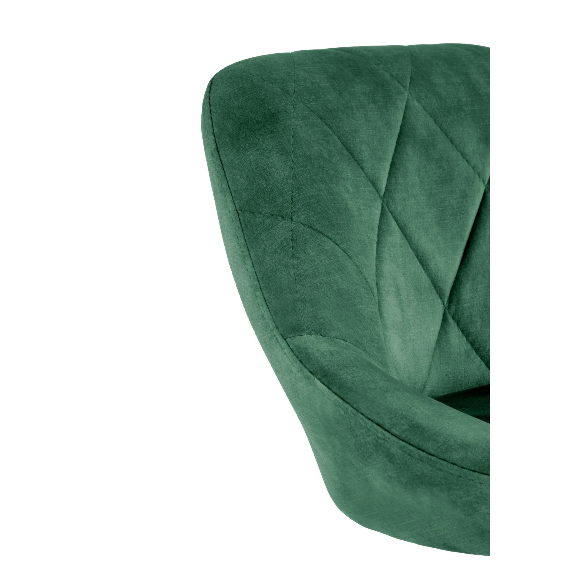 Scaun de bar rotativ H101, verde inchis/negru, stofa catifelata/metal, 47x45x84/106 cm