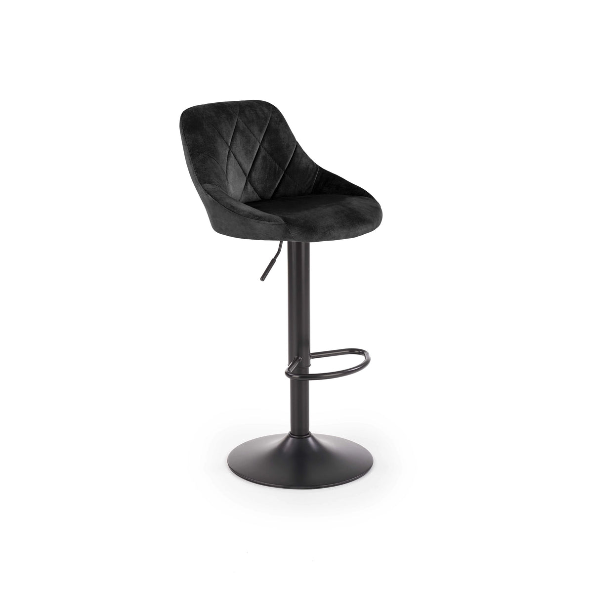 Scaun de bar rotativ H101, negru, stofa catifelata/otel, 47x45x84/106 cm