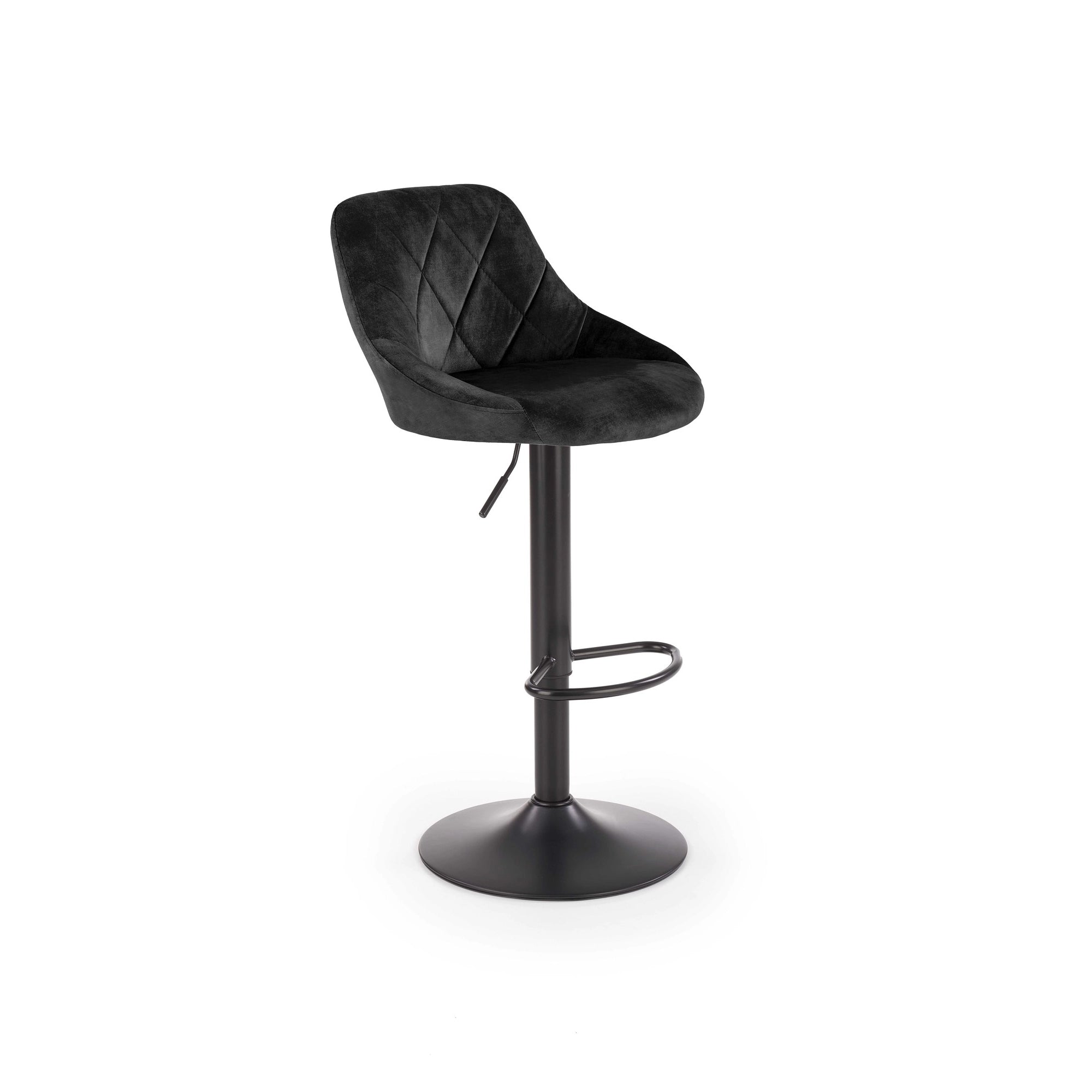 Scaun de bar rotativ H101, negru, stofa catifelata/otel, 47x45x84/106 cm