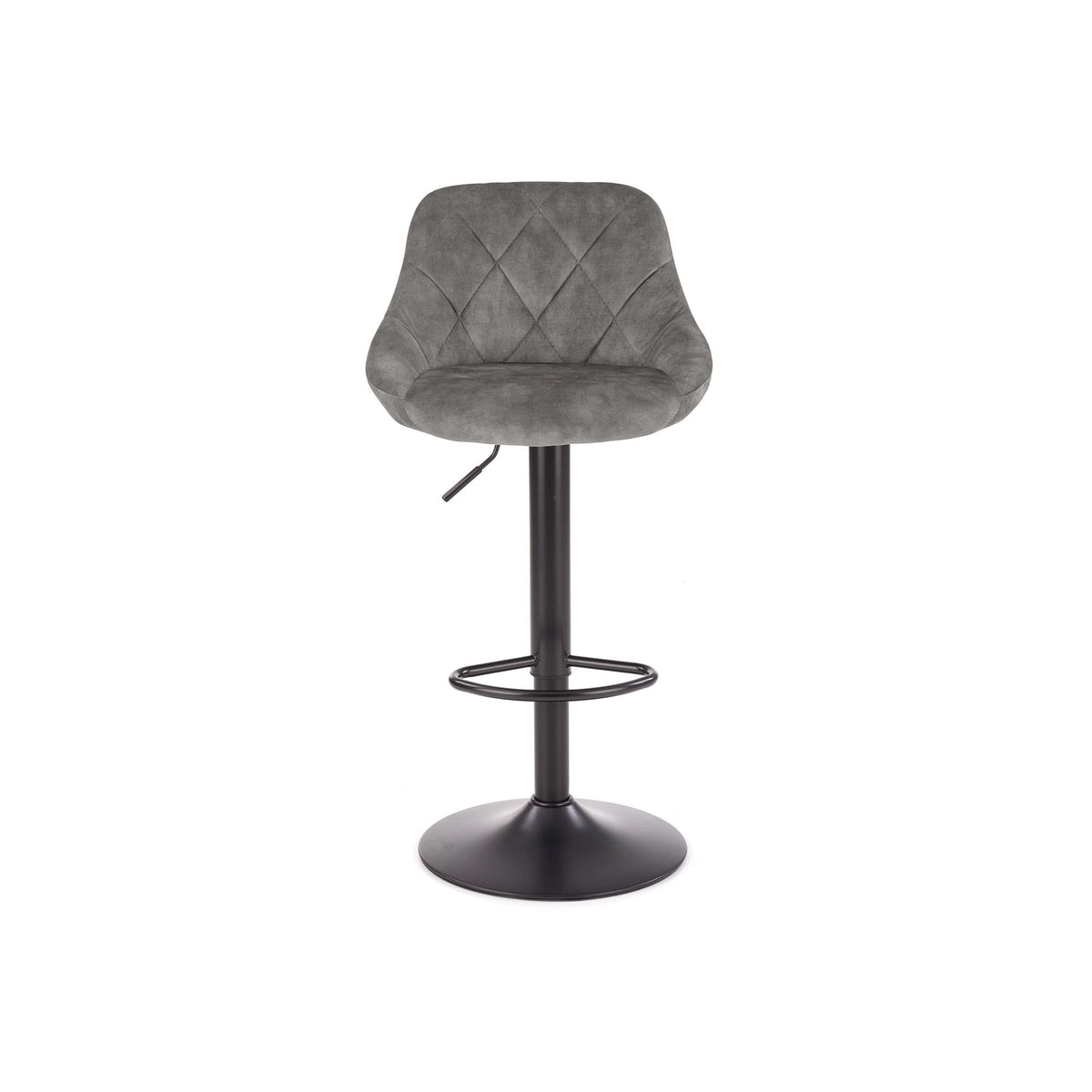 Scaun de bar rotativ H101, stofa catifelata gri - Bluvel 14, 47x45x106 cm