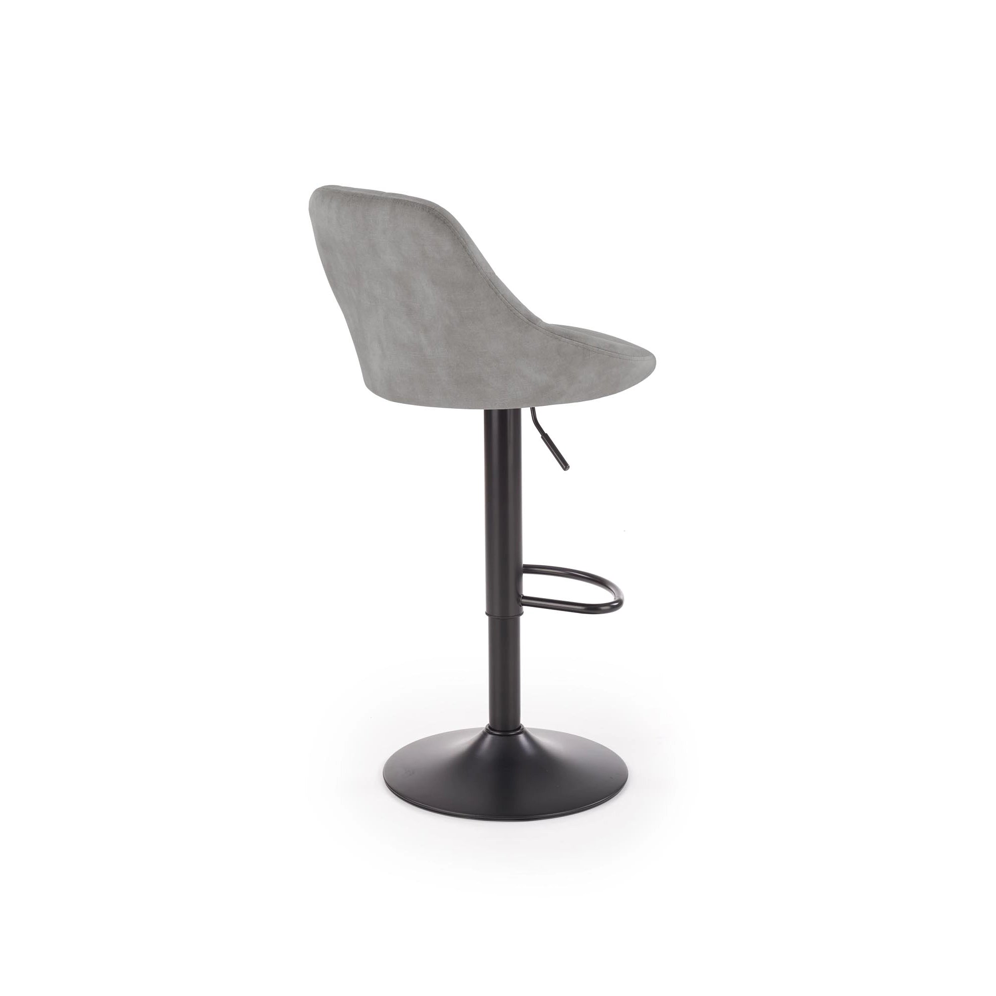 Scaun de bar rotativ H101, stofa catifelata gri - Bluvel 14, 47x45x106 cm