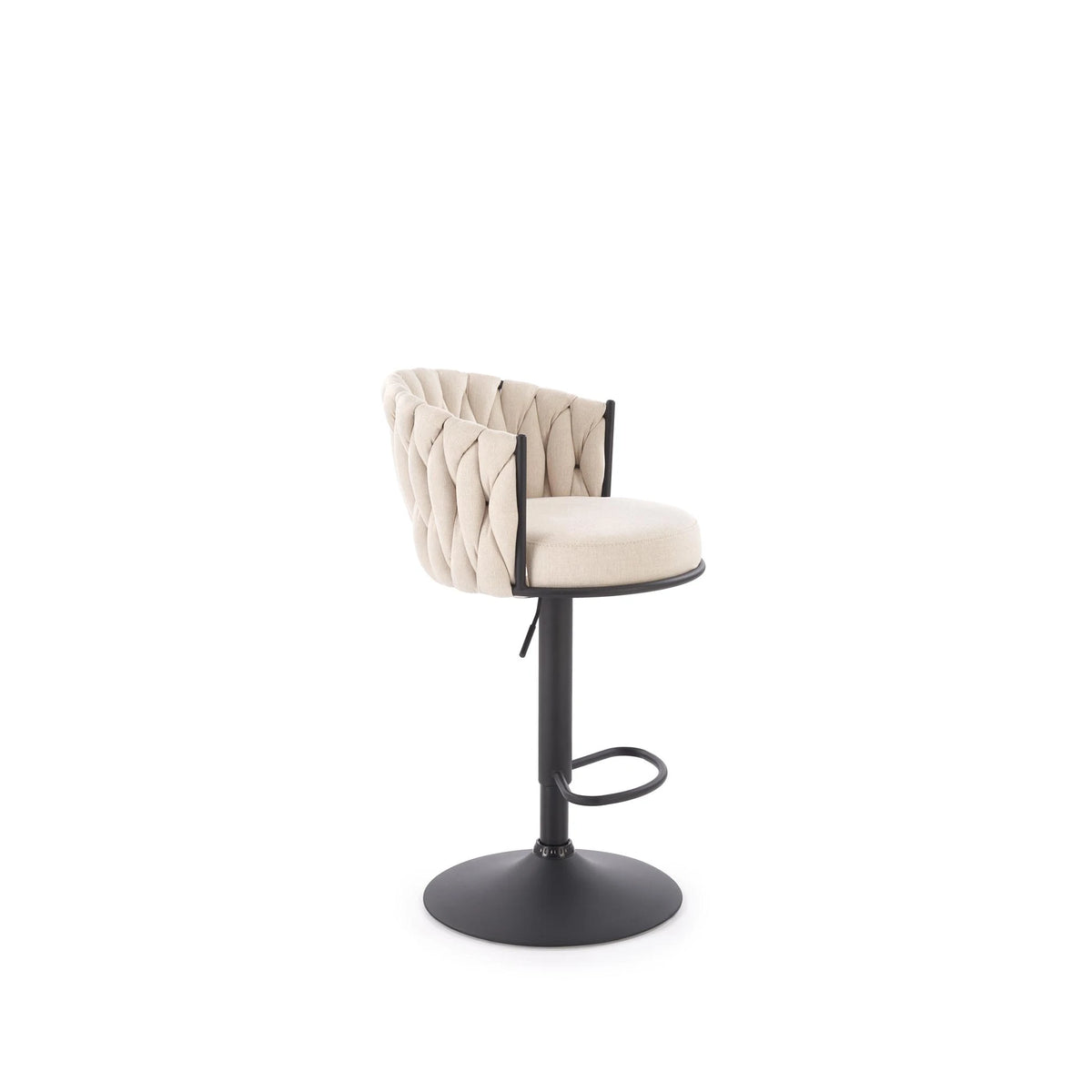 Scaun bar textil H125, bej - Nea 25, stofa clasica/otel, 53x54x90/105 cm