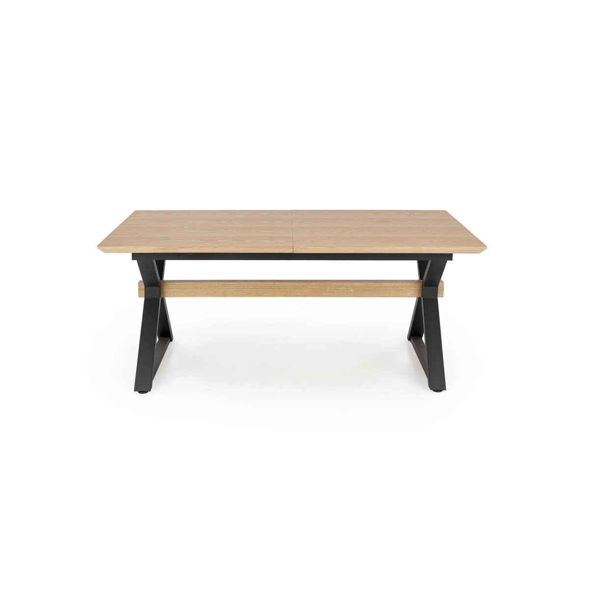 Masa extensibila HENRY, stejar/negru, furnir/metal, 180/300x100x75 cm