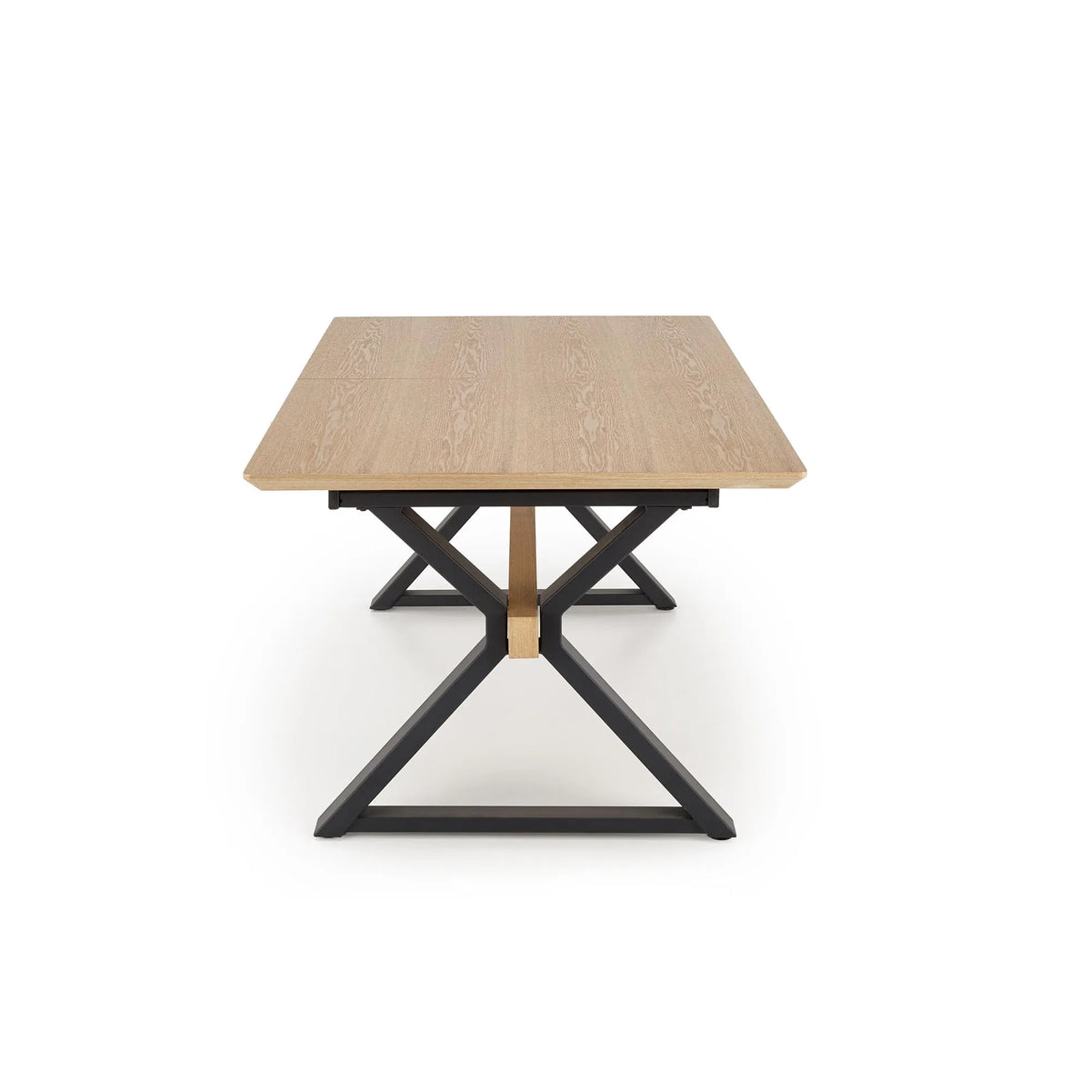 Masa extensibila HENRY, stejar/negru, furnir/metal, 180/300x100x75 cm