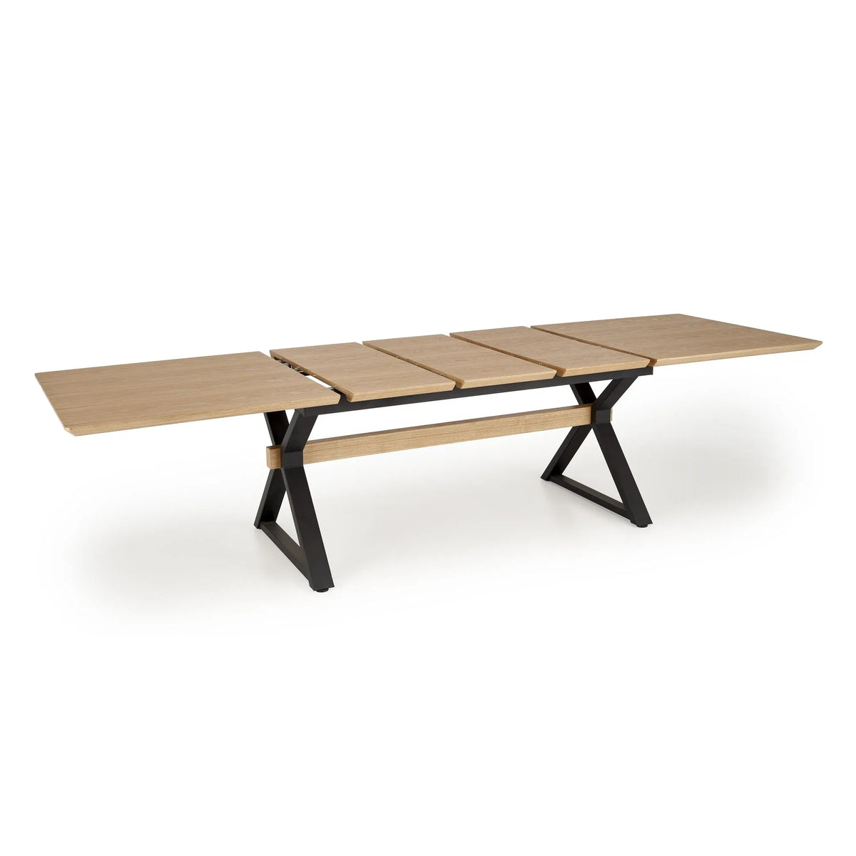 Masa extensibila HENRY, stejar/negru, furnir/metal, 180/300x100x75 cm