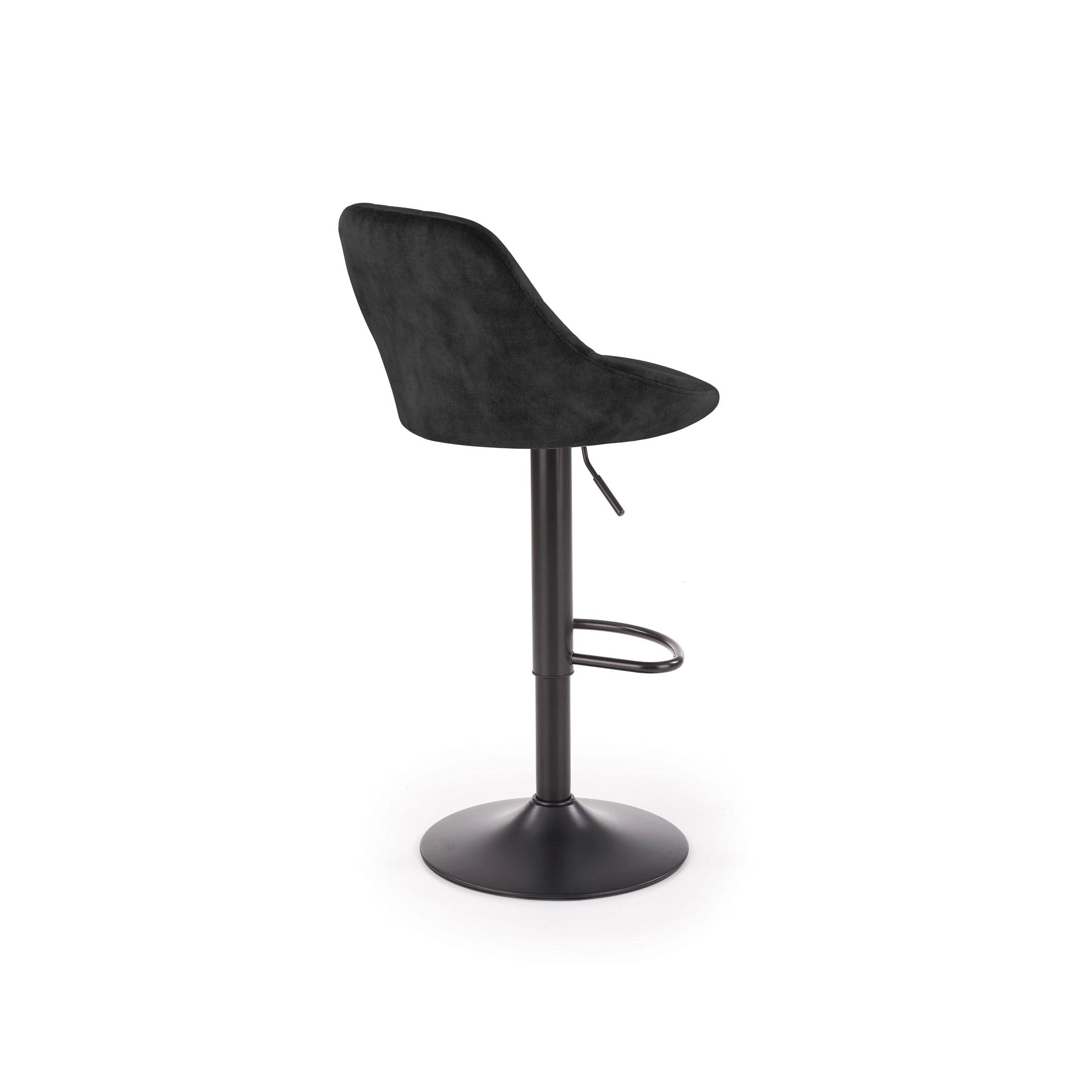 Scaun de bar rotativ H101, negru, stofa catifelata/otel, 47x45x84/106 cm