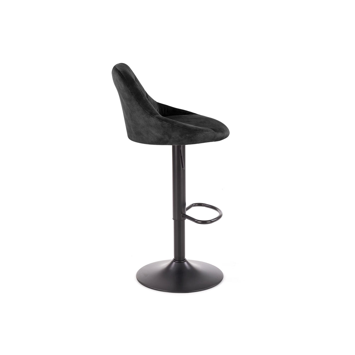 Scaun de bar rotativ H101, negru, stofa catifelata/otel, 47x45x84/106 cm