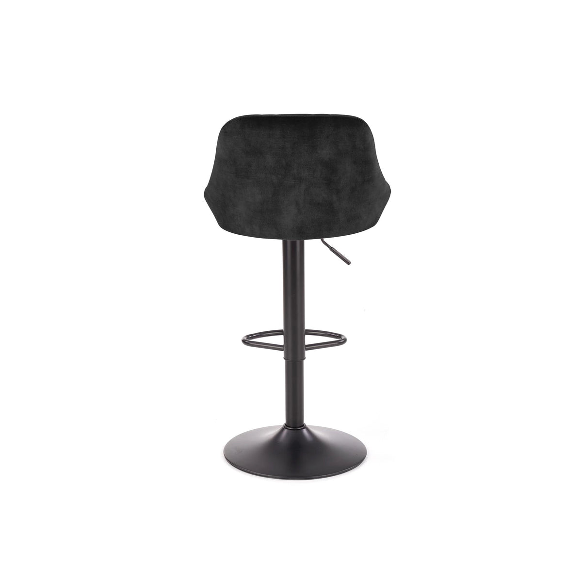Scaun de bar rotativ H101, negru, stofa catifelata/otel, 47x45x84/106 cm