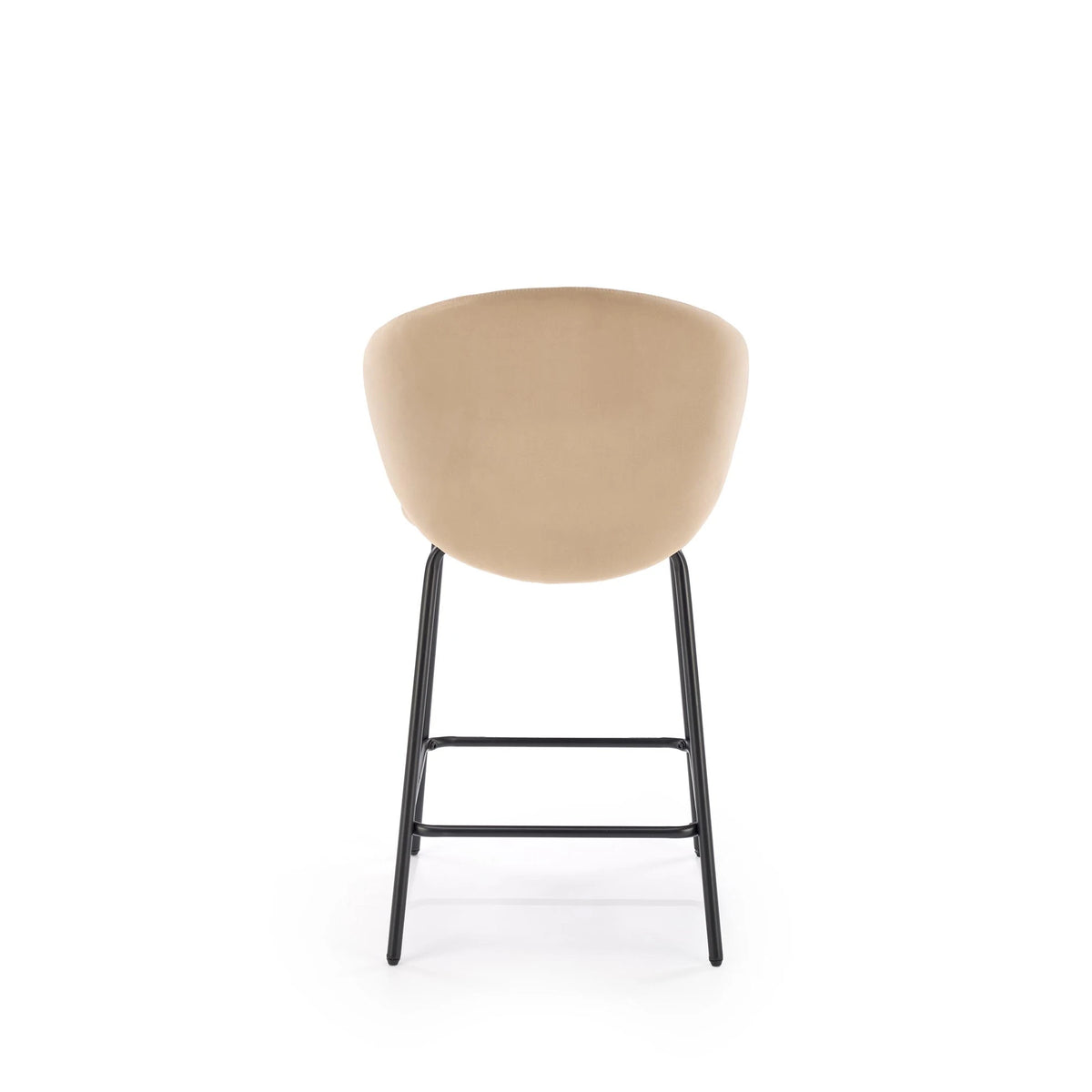 Scaun bar cu spatar inalt H121, bej - Mavel 38/negru, stofa catifelata/metal, 51x50x92 cm