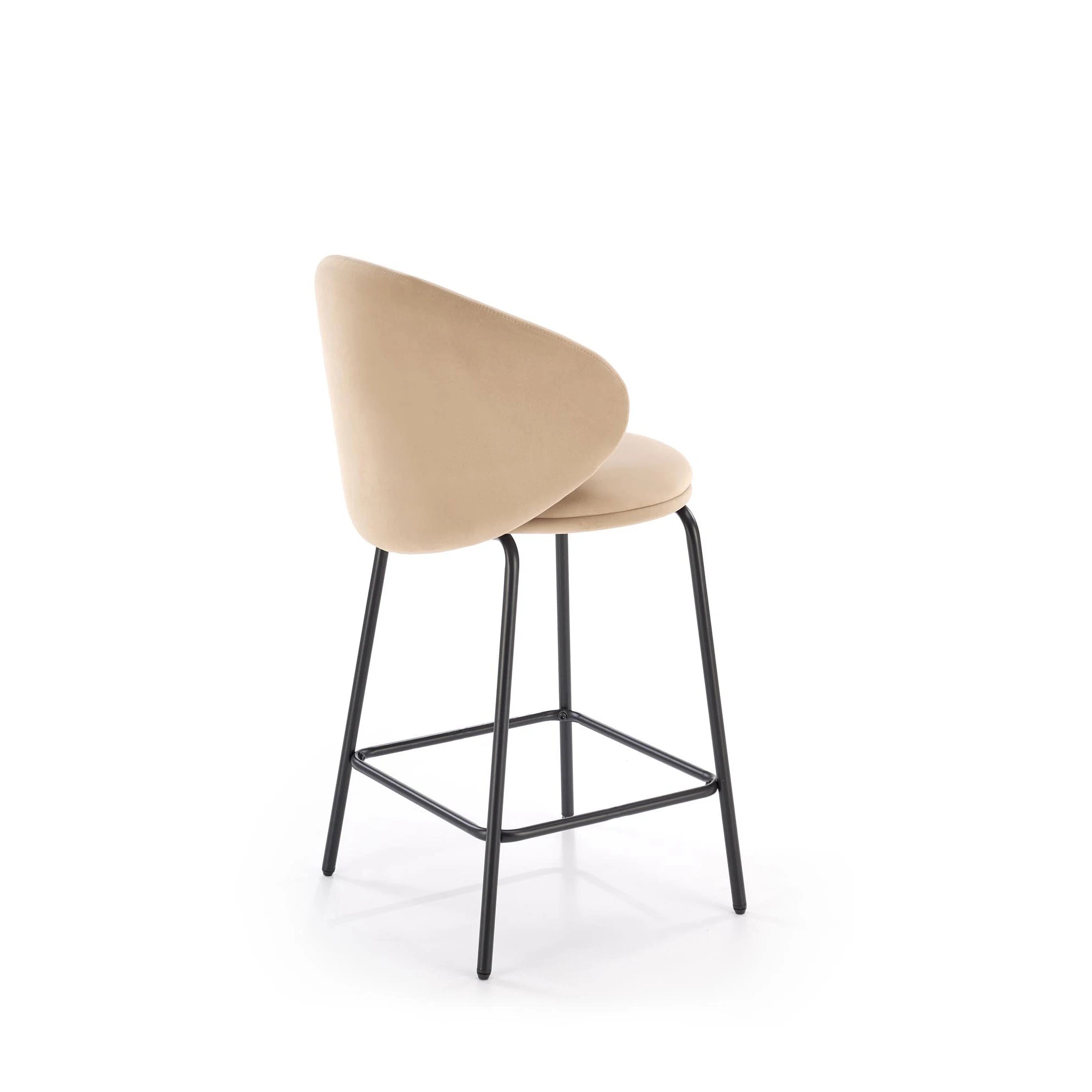 Scaun bar cu spatar inalt H121, bej - Mavel 38/negru, stofa catifelata/metal, 51x50x92 cm