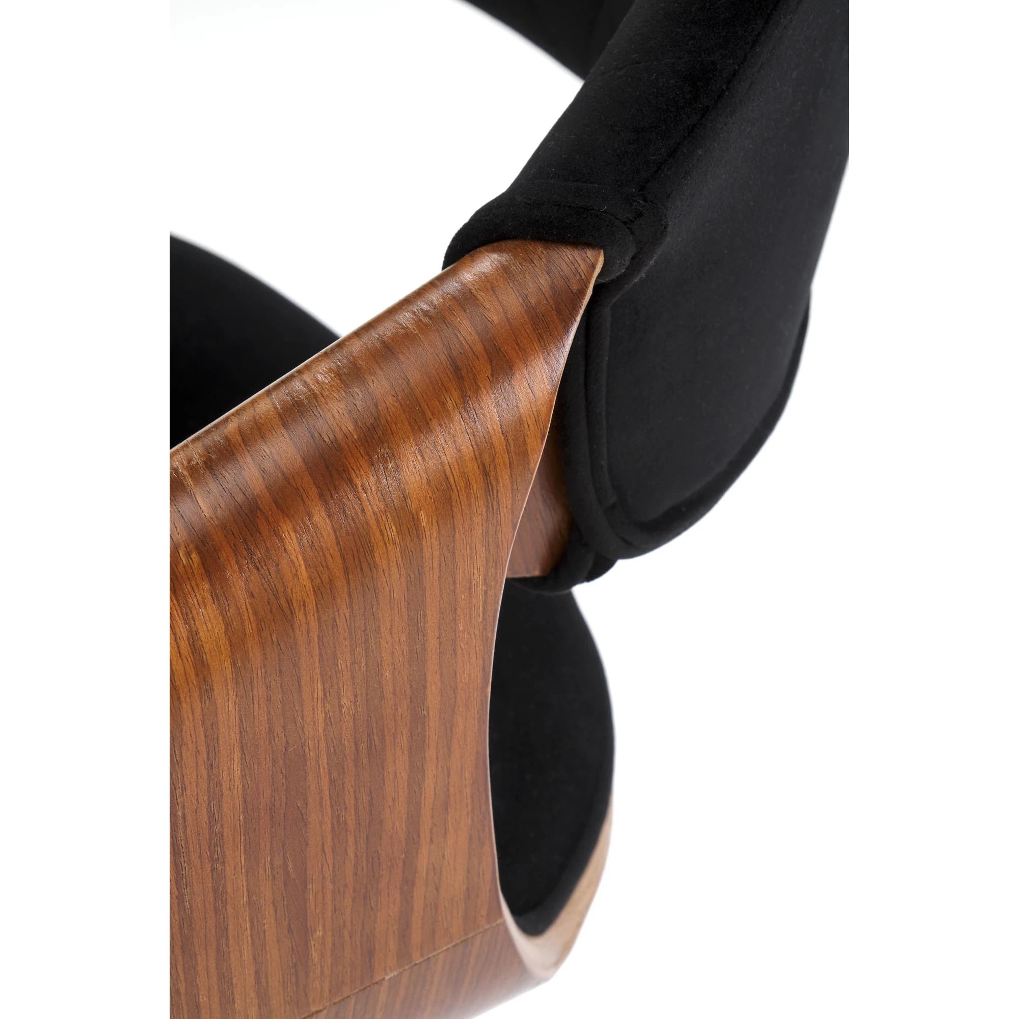 Scaun bar H124, negru/nuc, stofa catifelata/placaj/metal, 55x52x93/114 cm