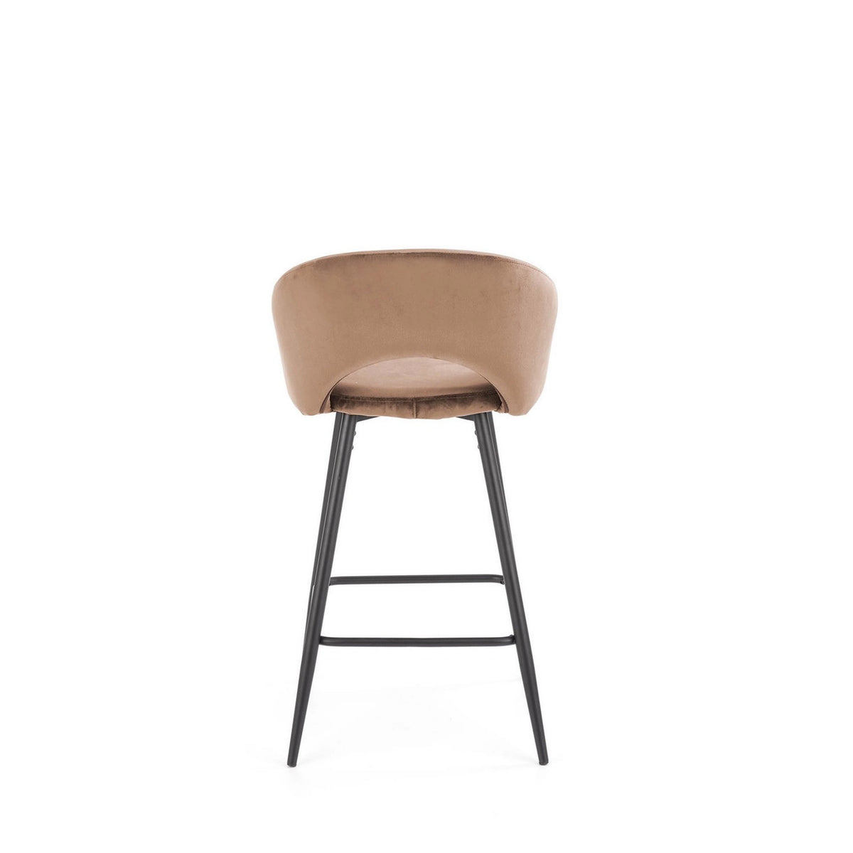 Scaun de bar bej H96, stofa catifelata/otel, 48x49x89 cm