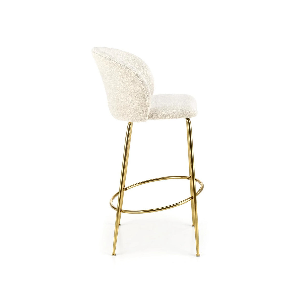 Scaun de bar auriu H116, stofa bucle/otel, 50x59x101 cm