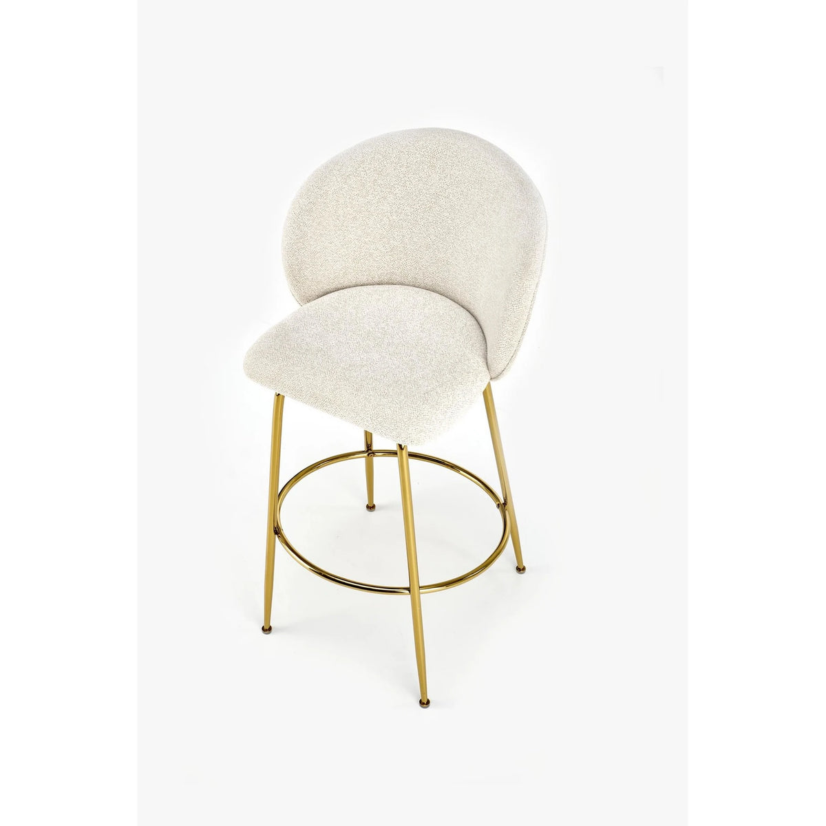 Scaun de bar auriu H116, stofa bucle/otel, 50x59x101 cm