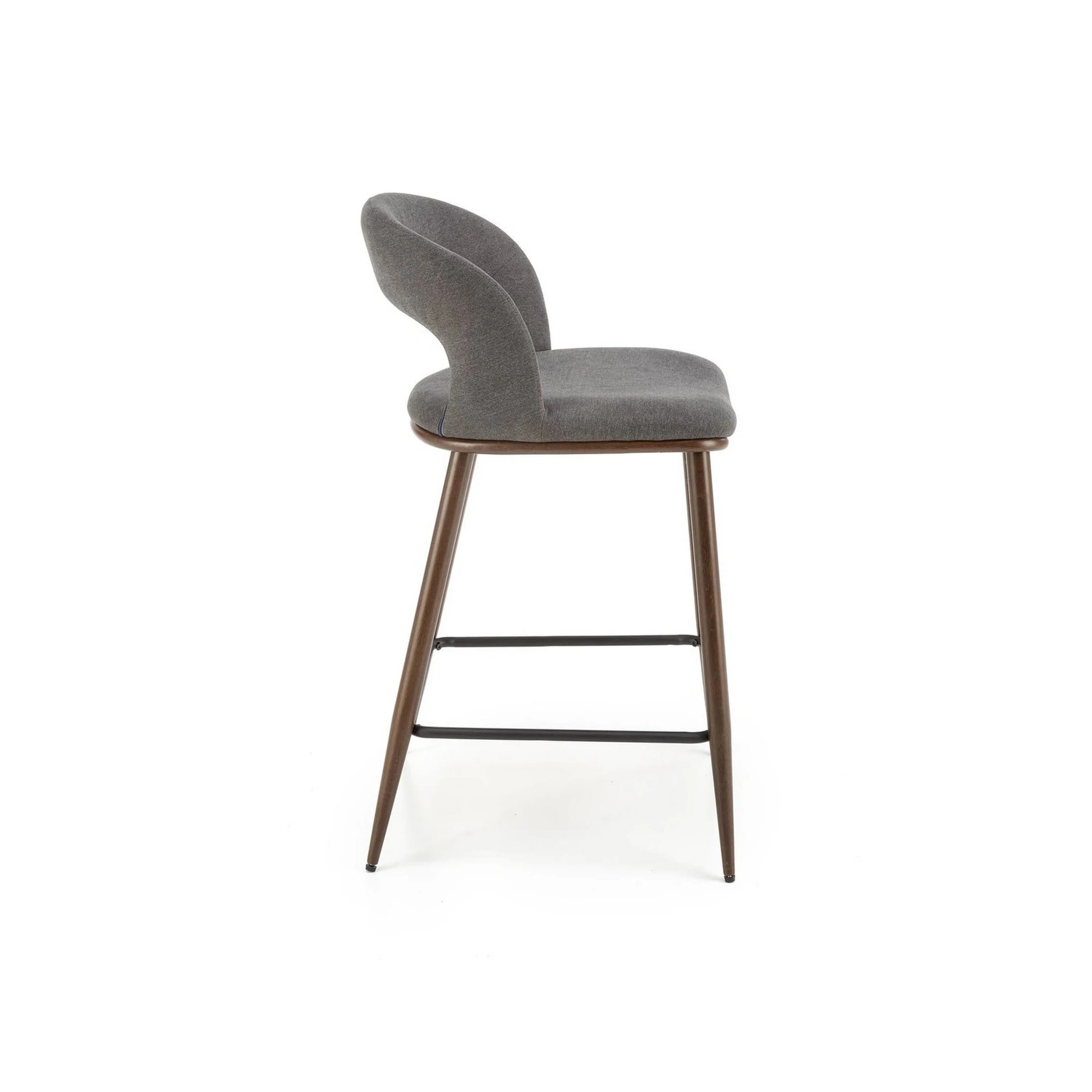 Scaun bucatarie insula H114, gri/nuc, stofa clasica/otel, 48x52x92 cm