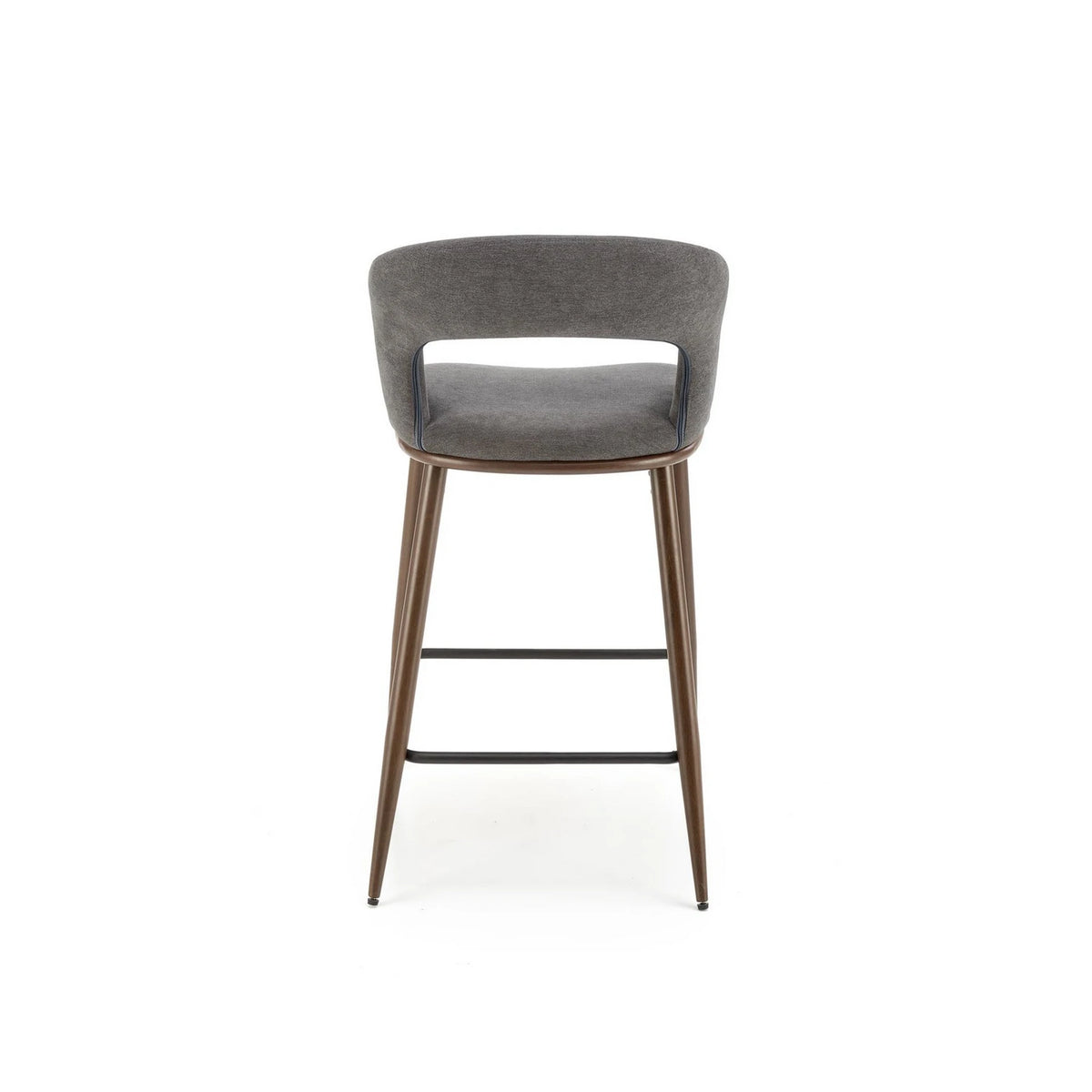 Scaun bucatarie insula H114, gri/nuc, stofa clasica/otel, 48x52x92 cm