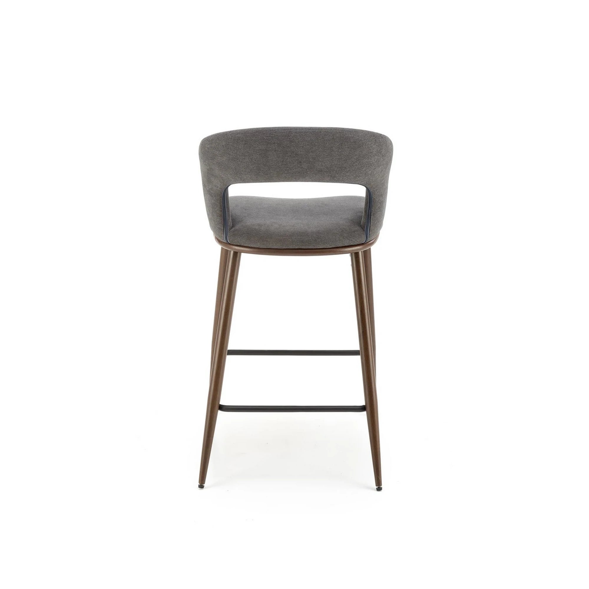 Scaun bucatarie insula H114, gri/nuc, stofa clasica/otel, 48x52x92 cm