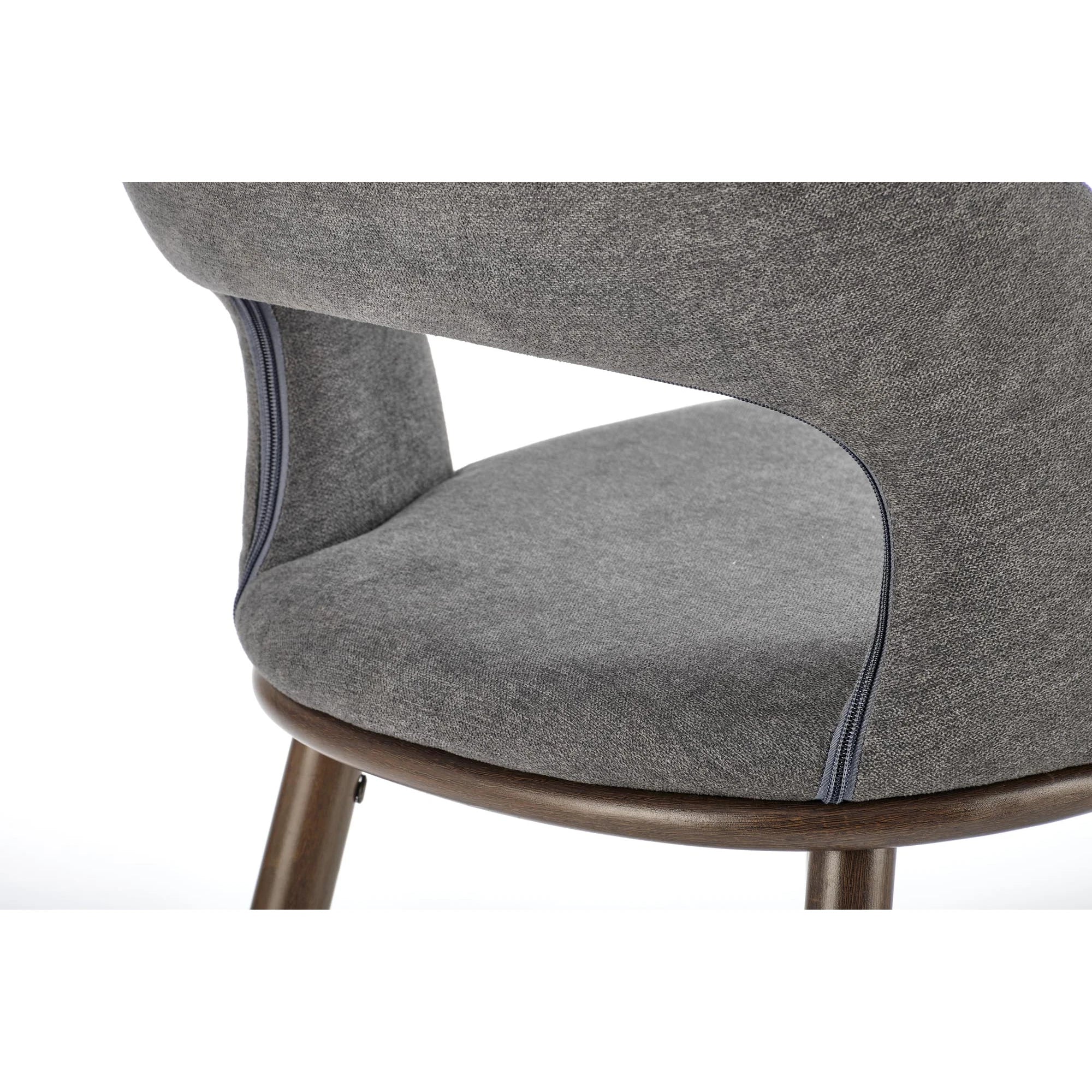 Scaun bucatarie insula H114, gri/nuc, stofa clasica/otel, 48x52x92 cm