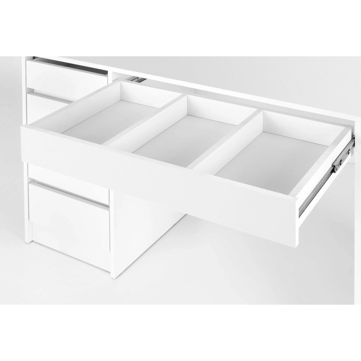 Masa de toaleta cu oglinda cu leduri HOLLYWOOD XL, alb, PAL furniruit, 120x55x140 cm