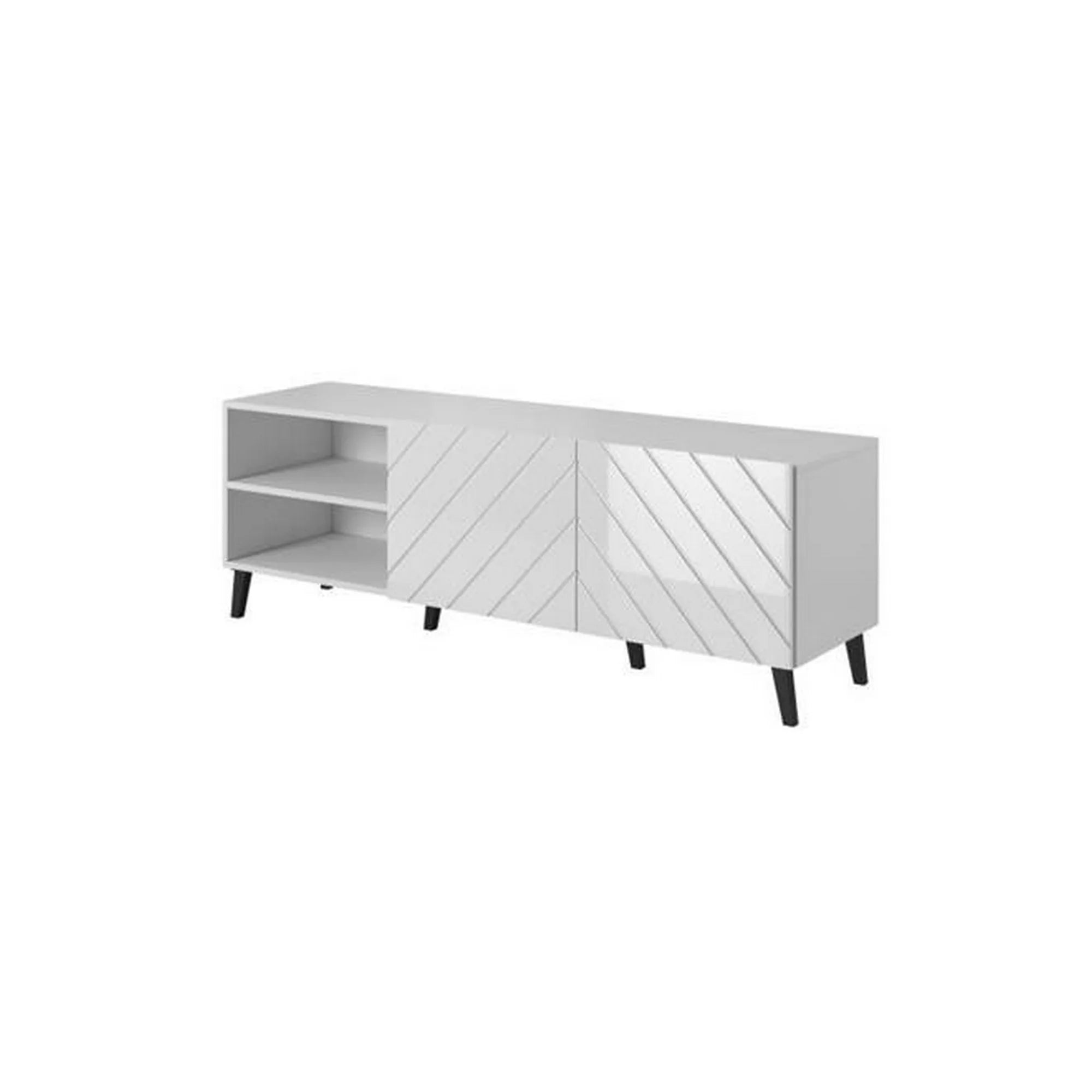 Comoda TV ABETO, alb/negru, PAL, 150x42x52 cm