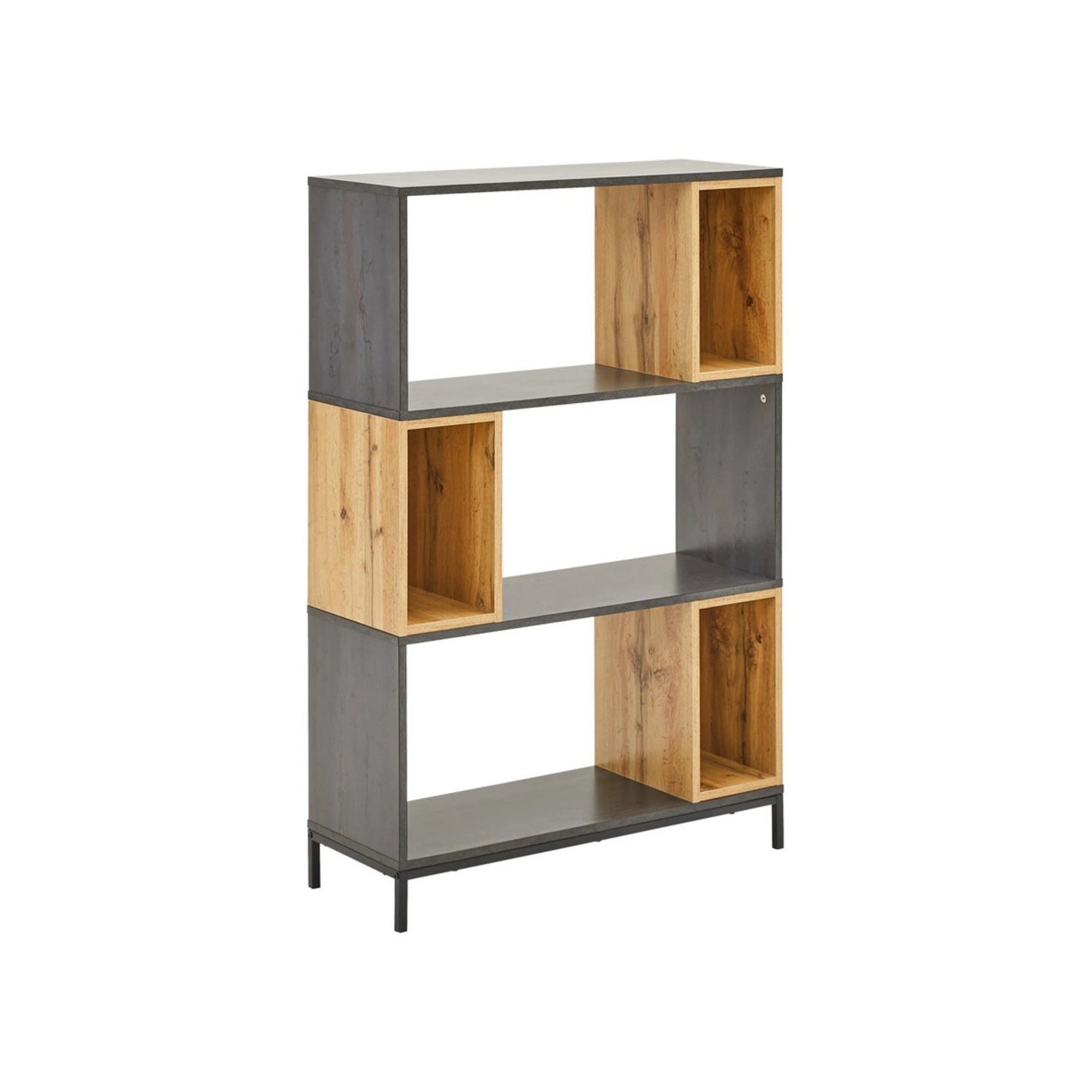 Bibiloteca KIKO, stejar/gri antracit, 80x30x121 cm