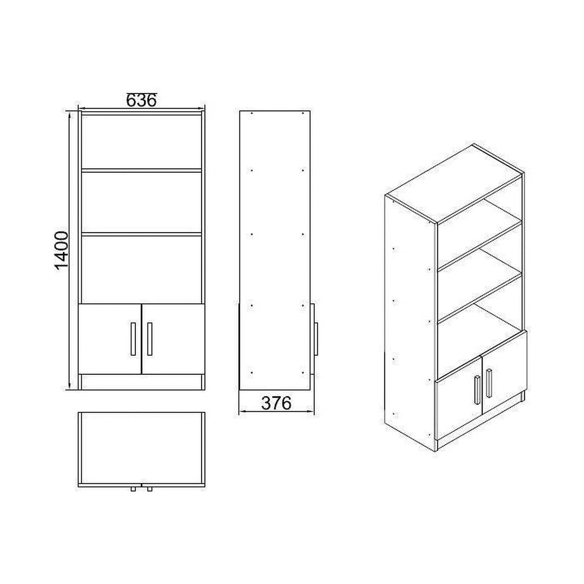 Biblioteca 956LCS1401, nuc/gri, PAL melaminat, 64x38x140 cm